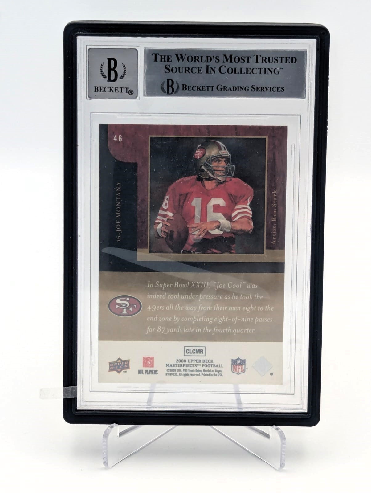Joe Montana Tarjeta #46 UD Masterpieces Autografiada San Francisco 49ers Autenticada por Beckett 00015633550.
