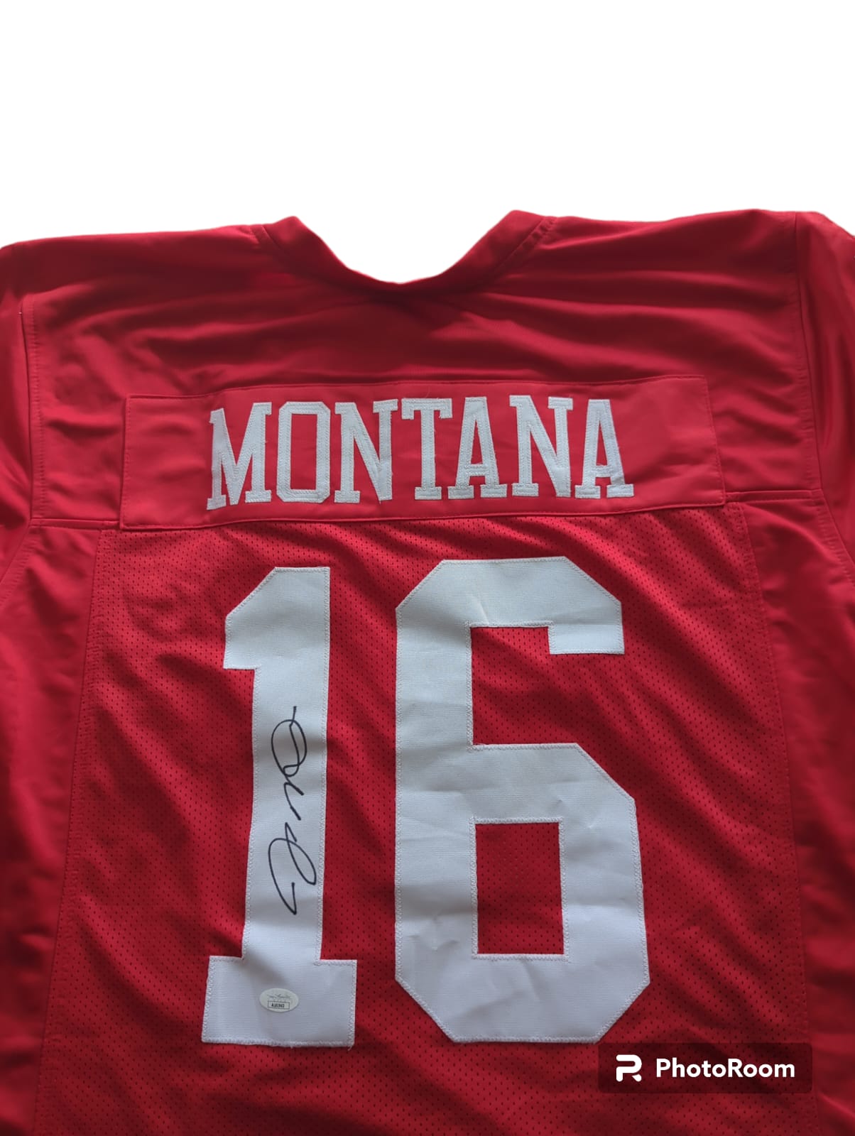 Joe Montana Playera 49ers Autografiada firma autenticada por la compañía JSA AH02220.