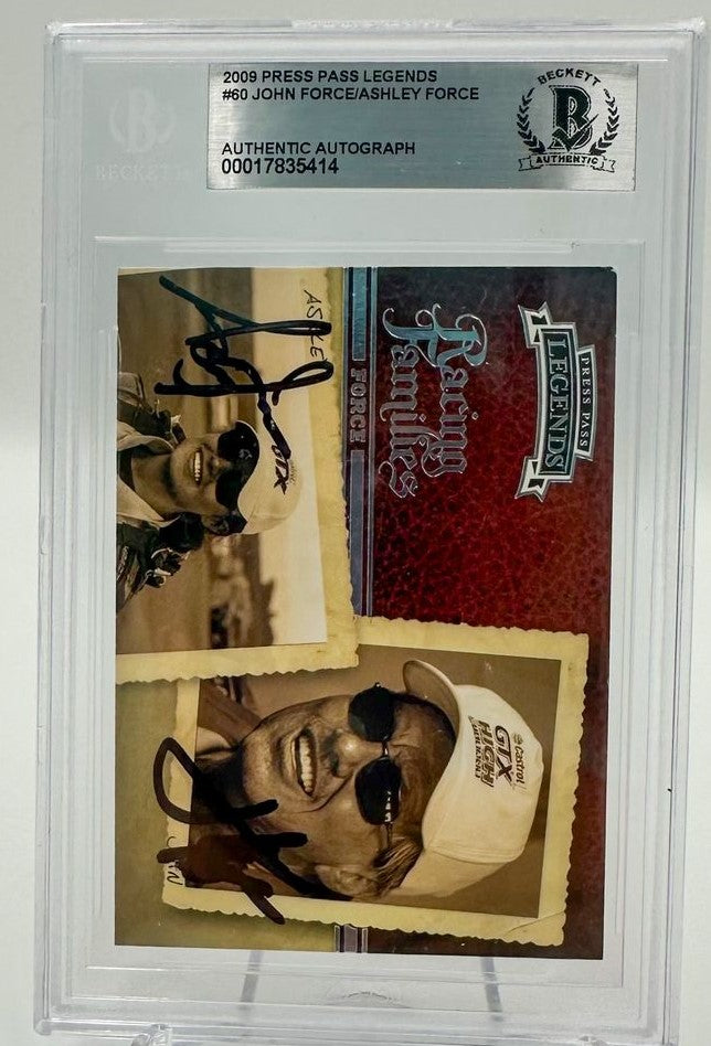 John Force y Ashley Force Tarjeta Autografiada Funny Car Certificada por Beckett 00017835414