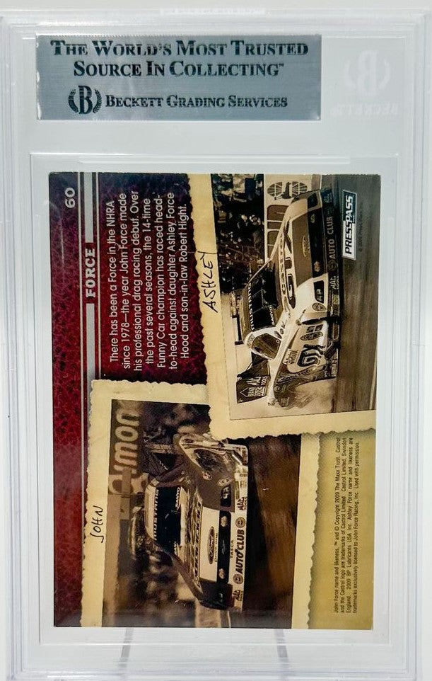 John Force y Ashley Force Tarjeta Autografiada Funny Car Certificada por Beckett 00017835414