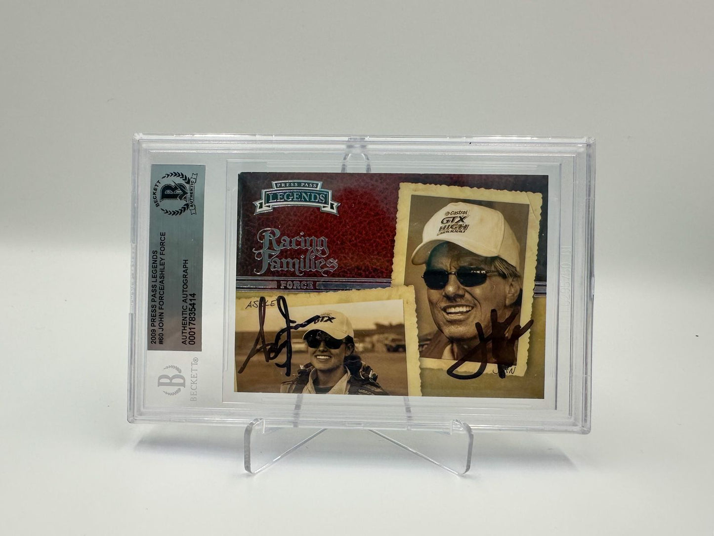 John Force y Ashley Force Tarjeta Autografiada Funny Car Certificada por Beckett 00017835414