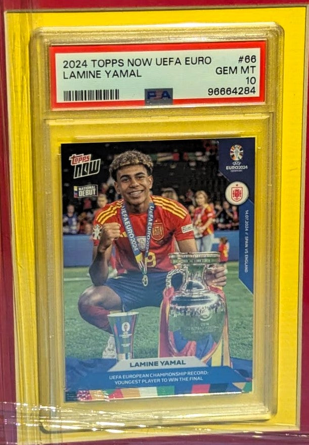 Lamine Yamal Copa de España fotografía autografiada firma certificada por Beckett 2W221268 con tarjeta Enmarcada