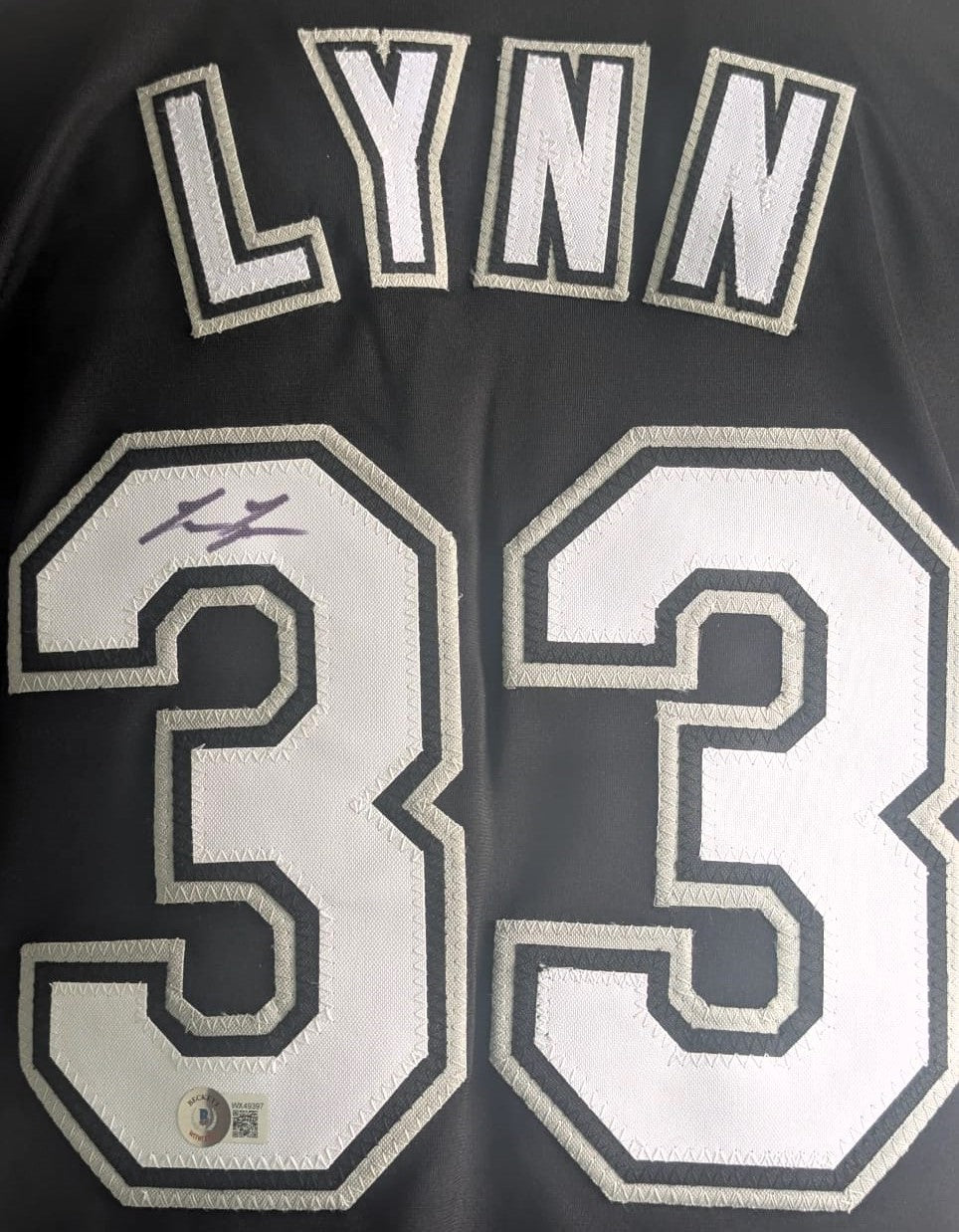 Lance Lynn Playera Chicago autografiada firma autentificada por la compañía Beckett con el número WX49397.