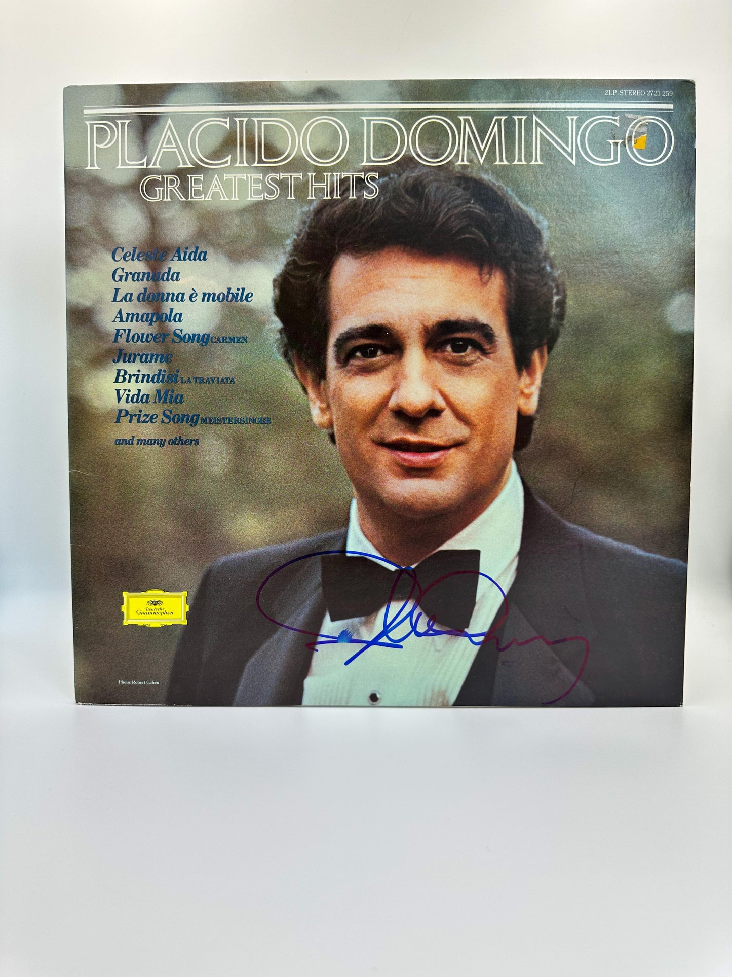Placido Domingo Vinil autografiado firma certificada por Beckett BN51363