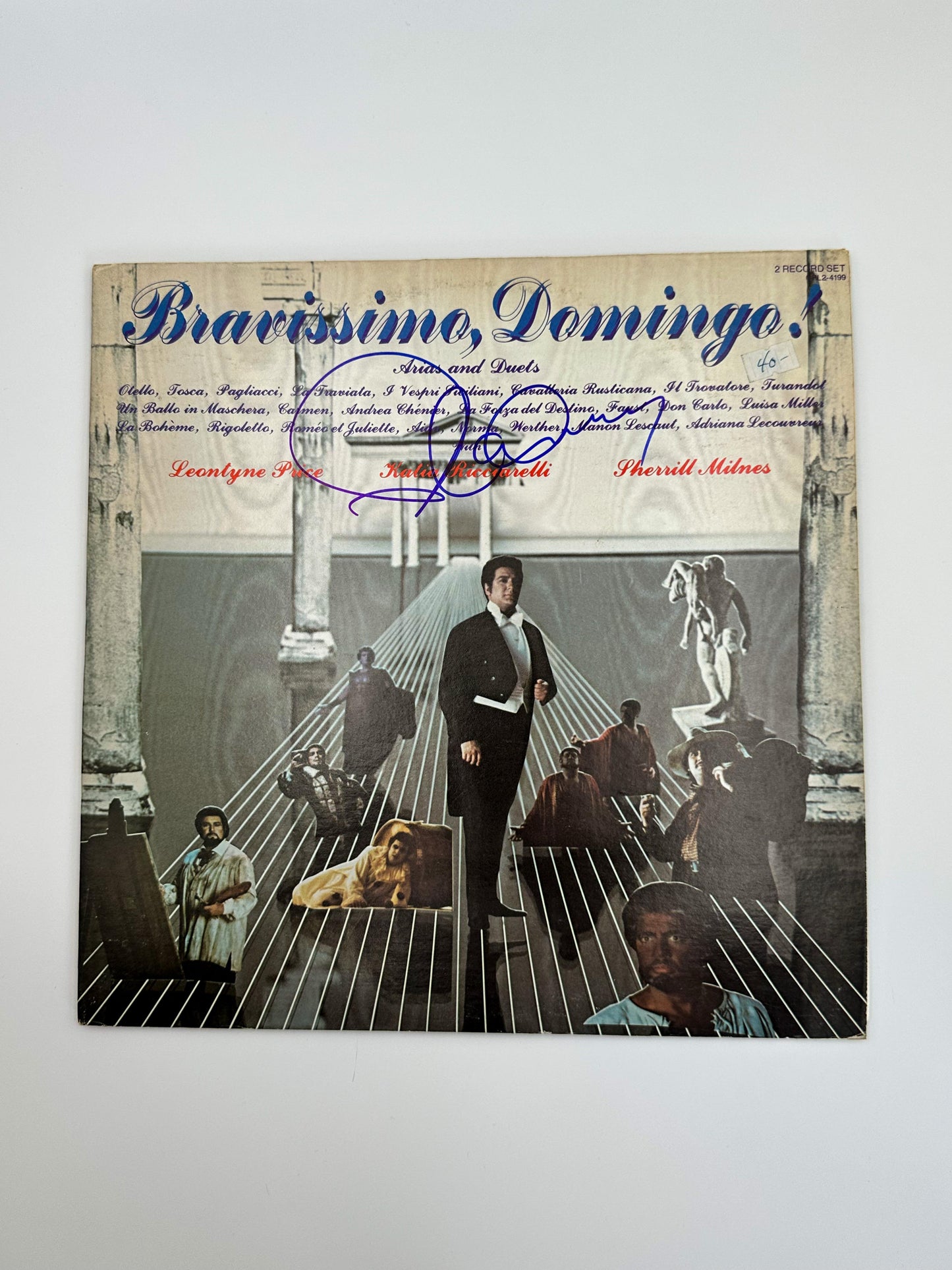 Placido Domingo Vinil autografiado “Bravissimo Domingo” firma certificada por Beckett BC72202.