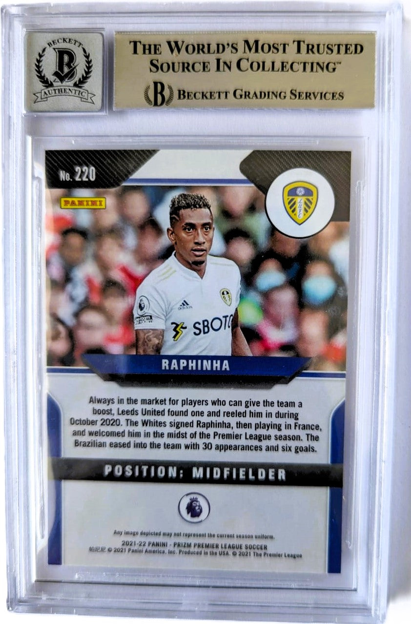 Raphinha Tarjeta 2021 Autografiada Leeds United Panini Prizm Certificada por Beckett 00014623764