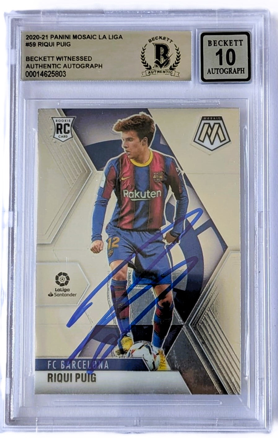 Riqui Puig Tarjeta 2020 - 21 Autografiada Barcelona Certificada por Beckett 00014625803