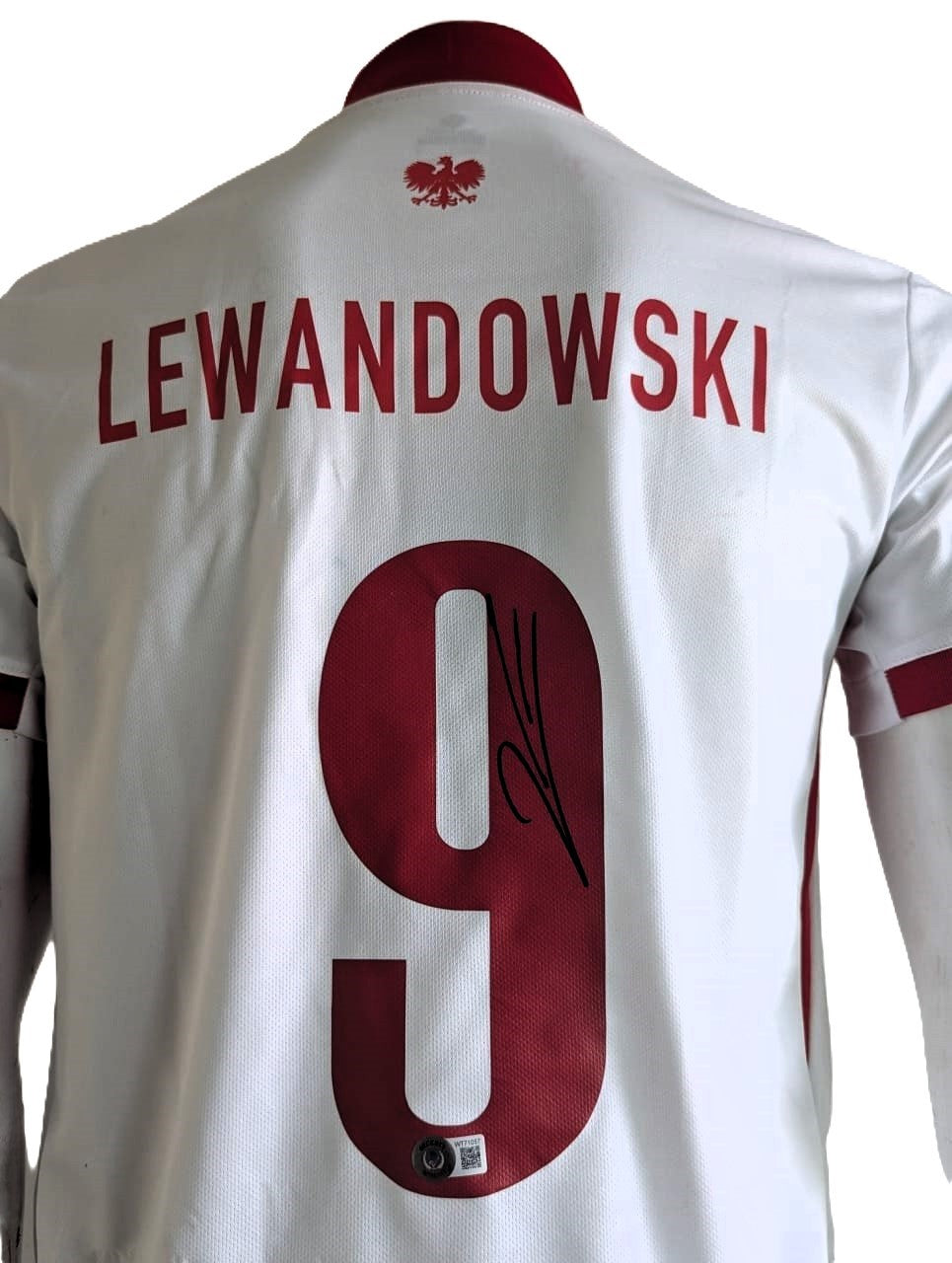 Robert Lewandowski Playera Polonia autografiada, firma certificada por la compañía Beckett