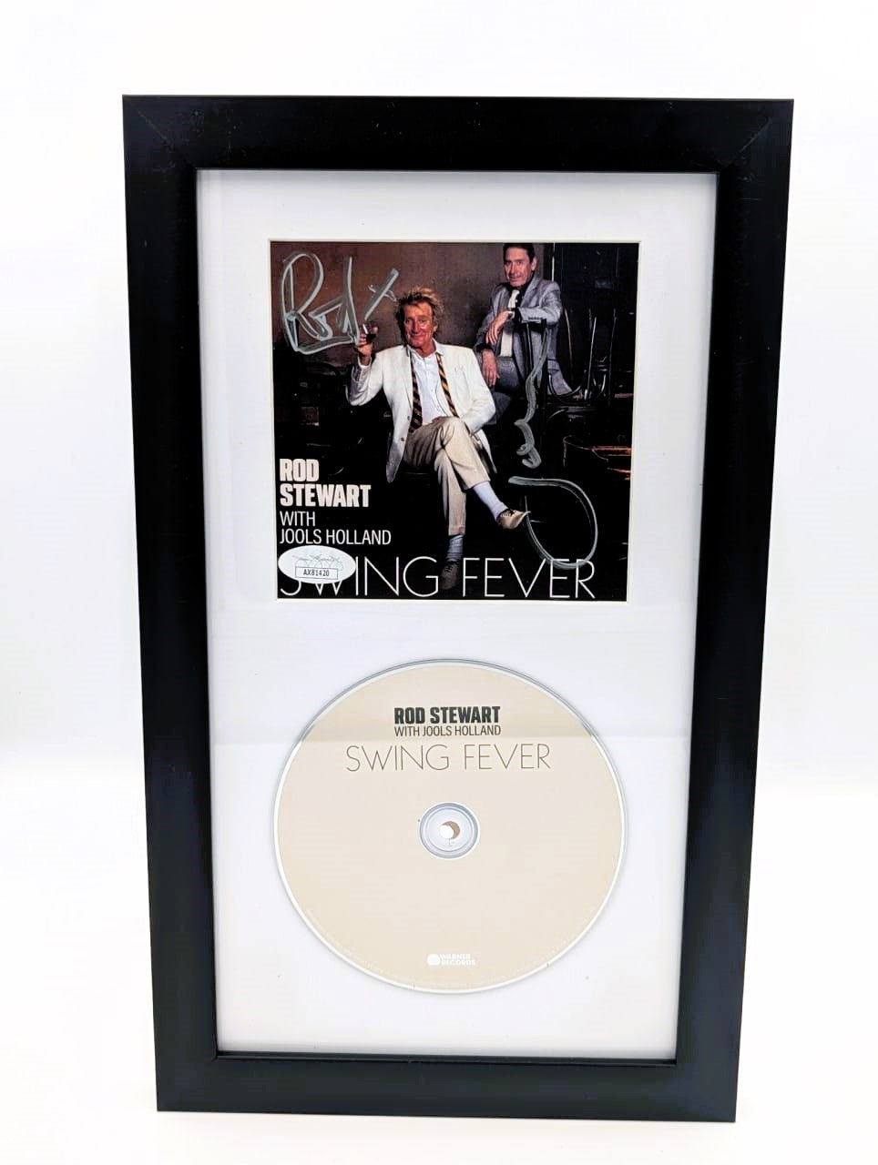 Rod Stewart y Jools Holland Cuadro con caratula de CD autografiada autenticada por JSA AX81420