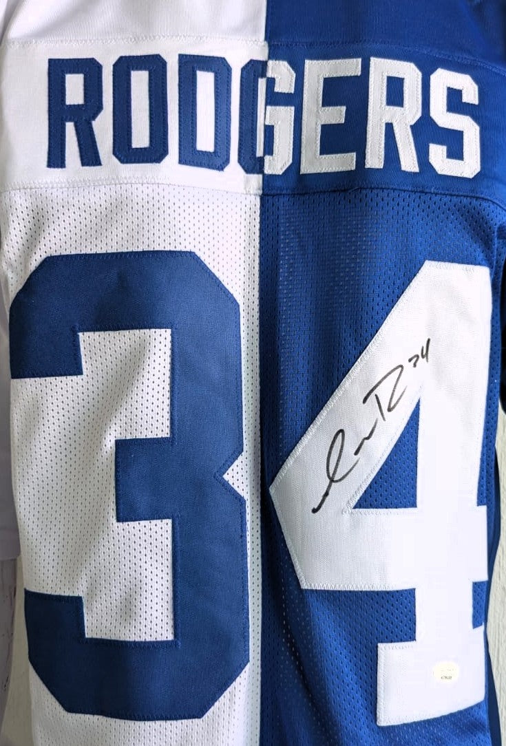 Isaiah Rodgers playera blanco y azul autografiada certificado JSA WIT991309