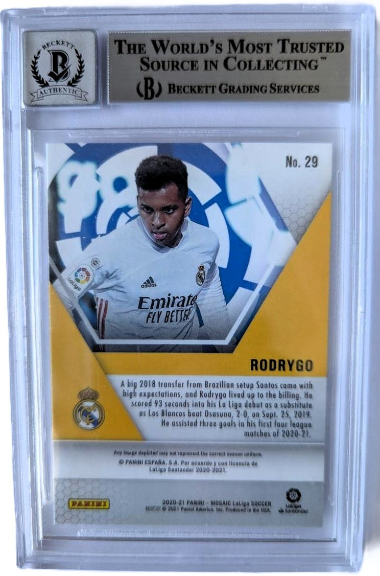 Rodrygo Tarjeta 2020-21 Autografiada Panini Real Madrid Certificada por Beckett 00014004755