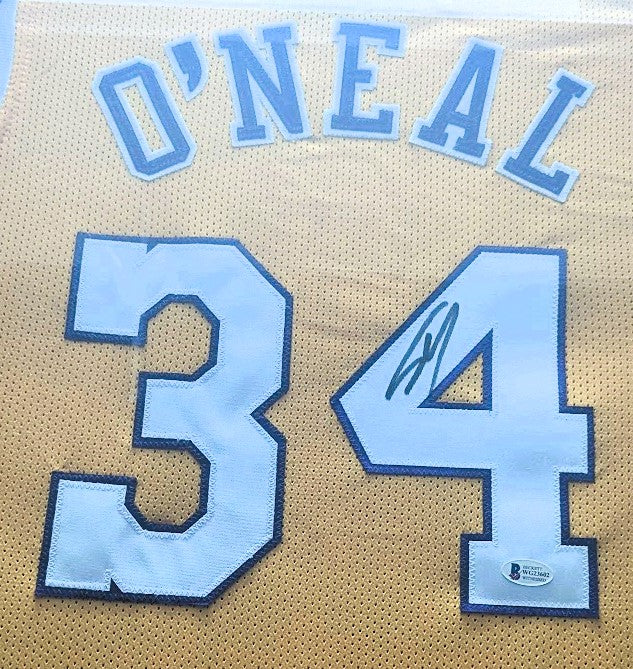 Shaquille O’neal Playera Lakers autografiada autenticada por Beckett WG23602 con tarjeta Enmarcada