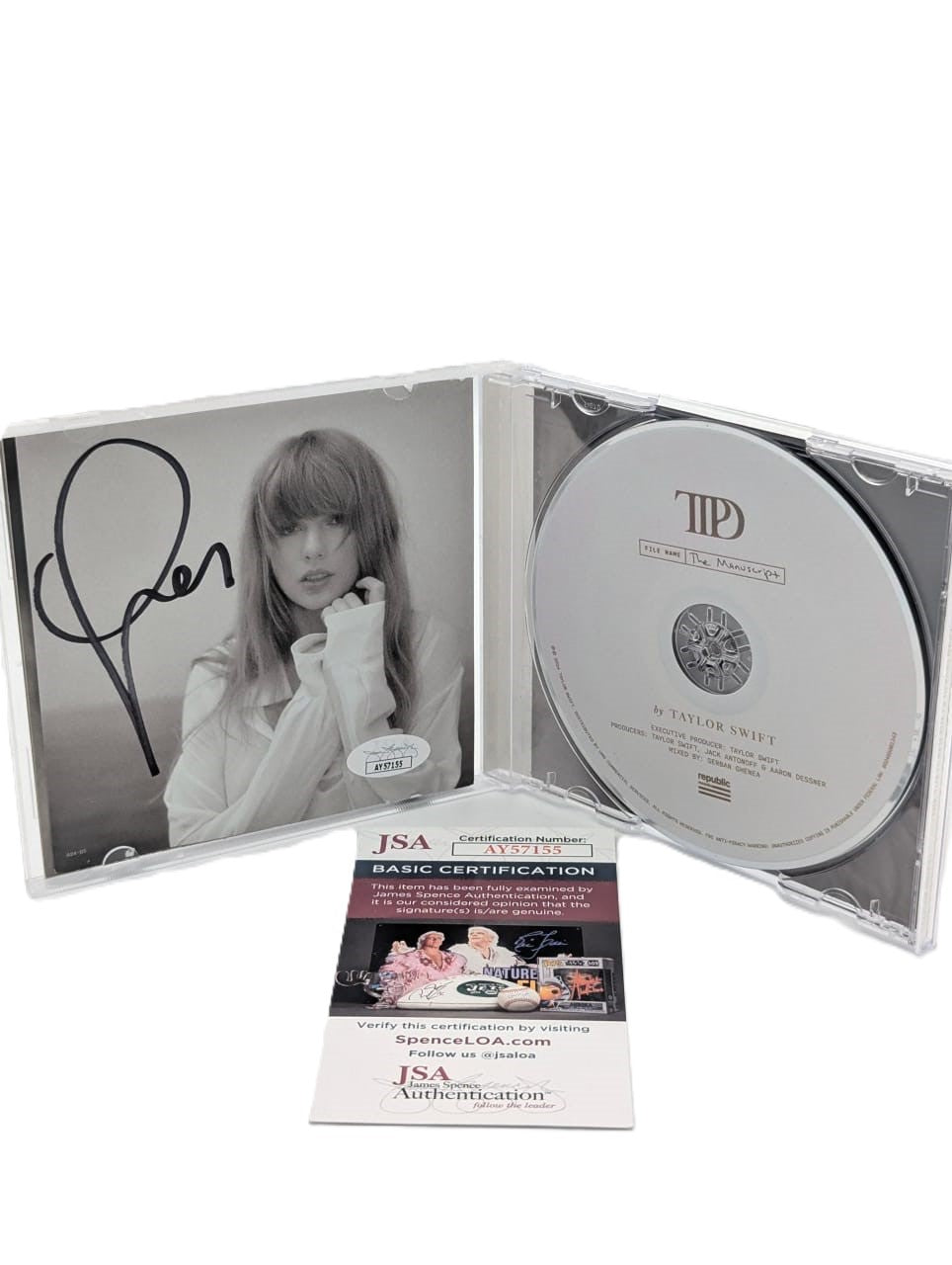 Taylor Swift Cd Autografiado, firma autenticada por JSA con número AY57155