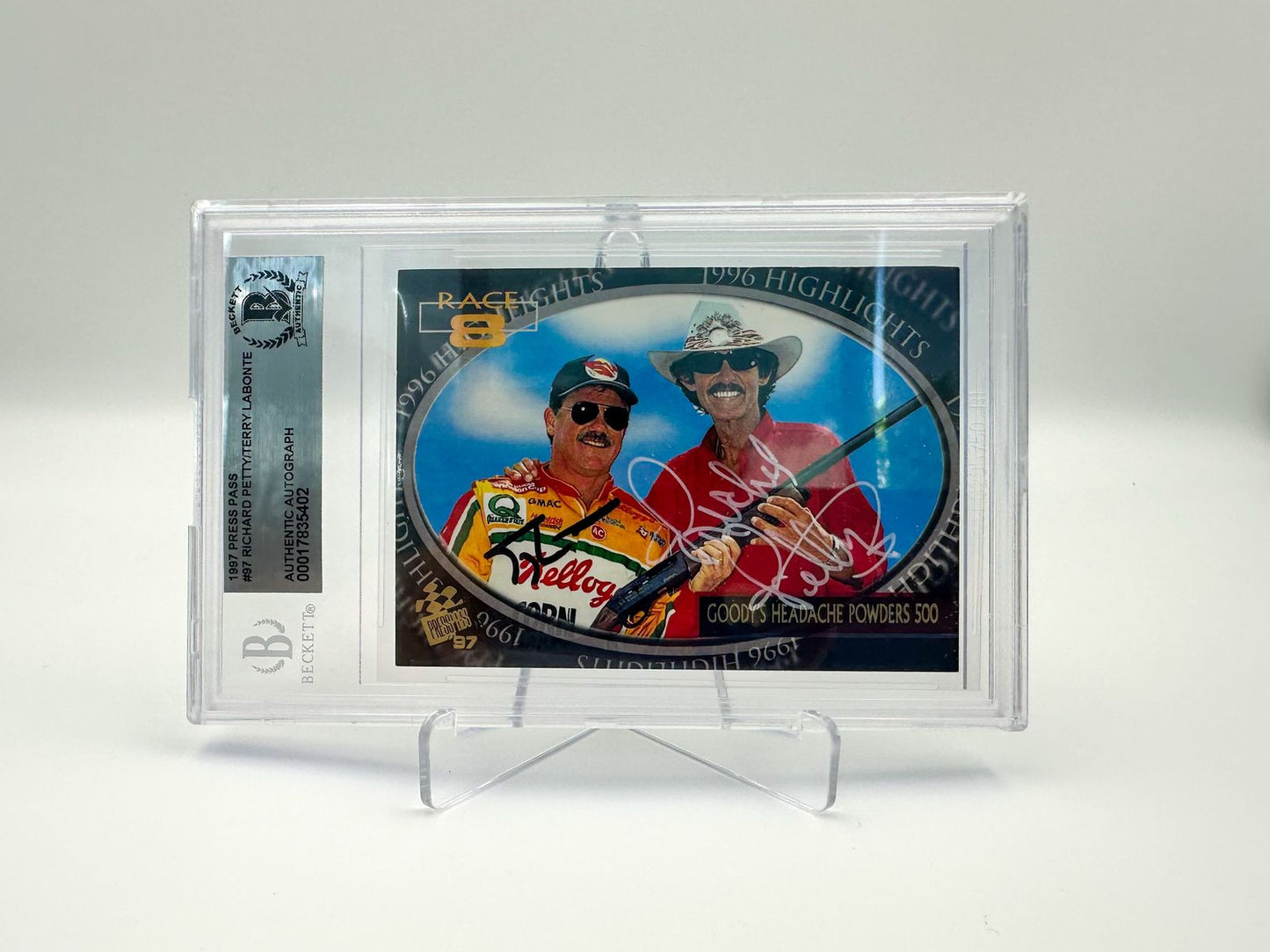 Richard Petty y Terry Labonte Tarjeta Autografiada F1 Nascar Certificada por Beckett 00017835402.