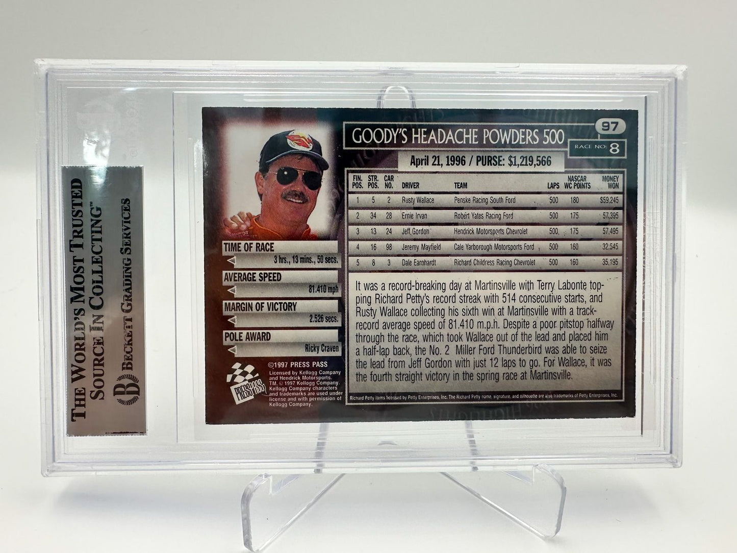 Richard Petty y Terry Labonte Tarjeta Autografiada F1 Nascar Certificada por Beckett 00017835402.