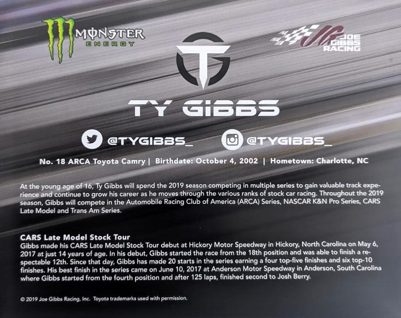 Ty Gibbs Fotografía Autografiada Formula 1 F1 firma certificada por Beckett BQ61113