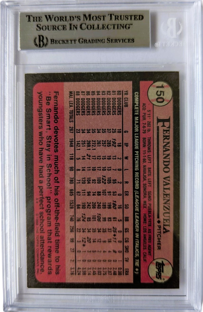 Fernando Valenzuela Tarjeta 1989 Autografiada Topps Dodgers Certificada por Beckett 0017550766