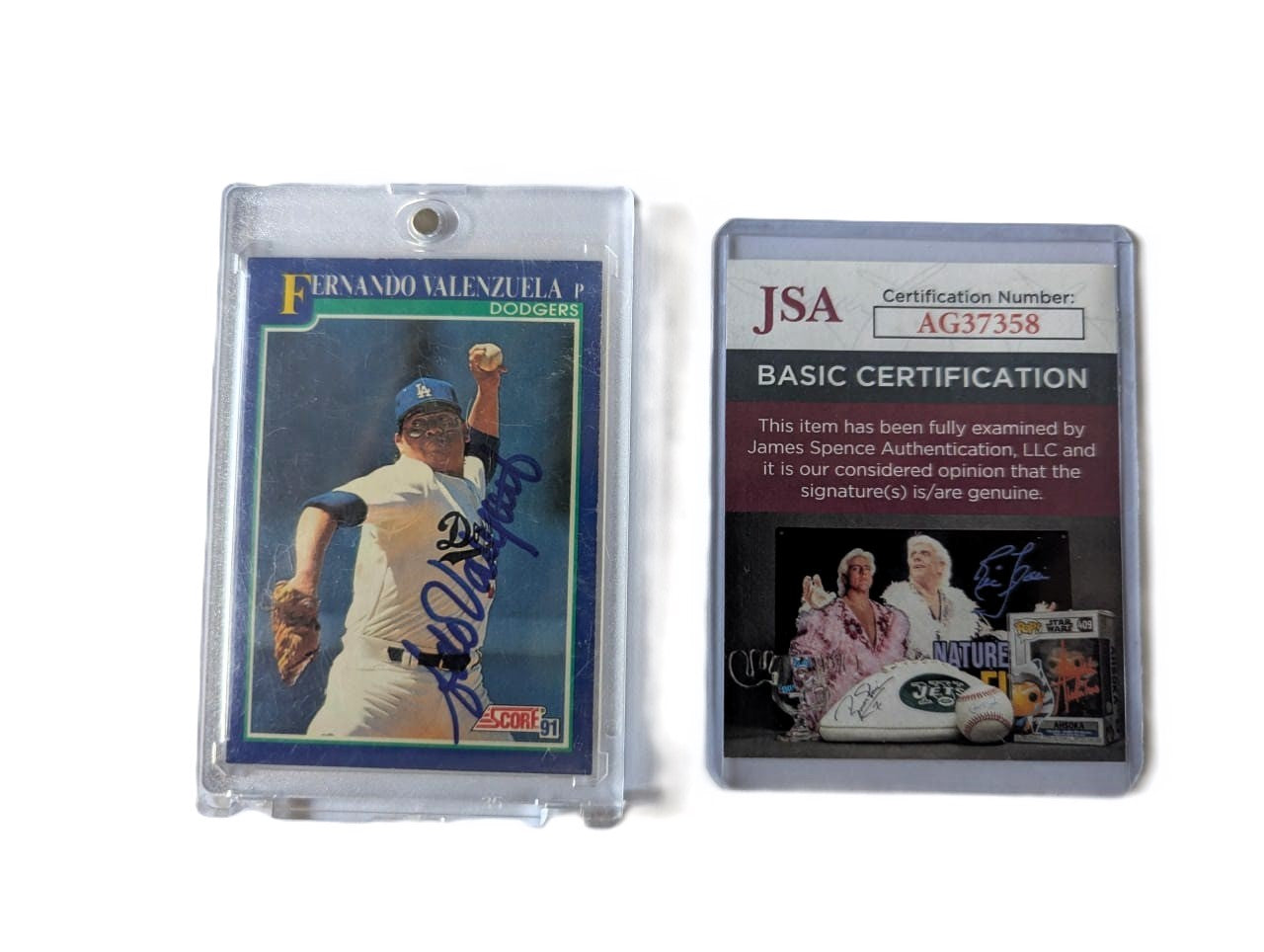 Fernando Valenzuela Tarjeta Dodgers Autografiada Certificada por JSA AG37358.
