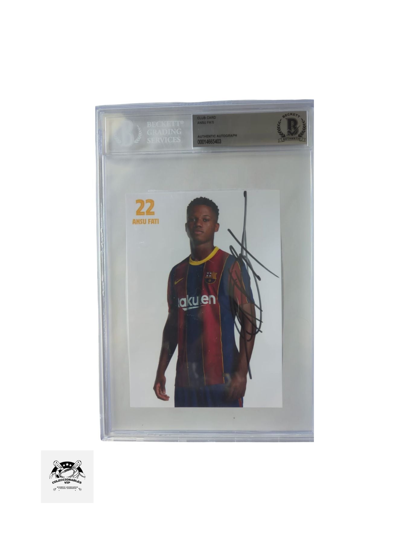 Ansu Fati FC Barcelona Postal autografiada firma certificada por Beckett 00014665403.