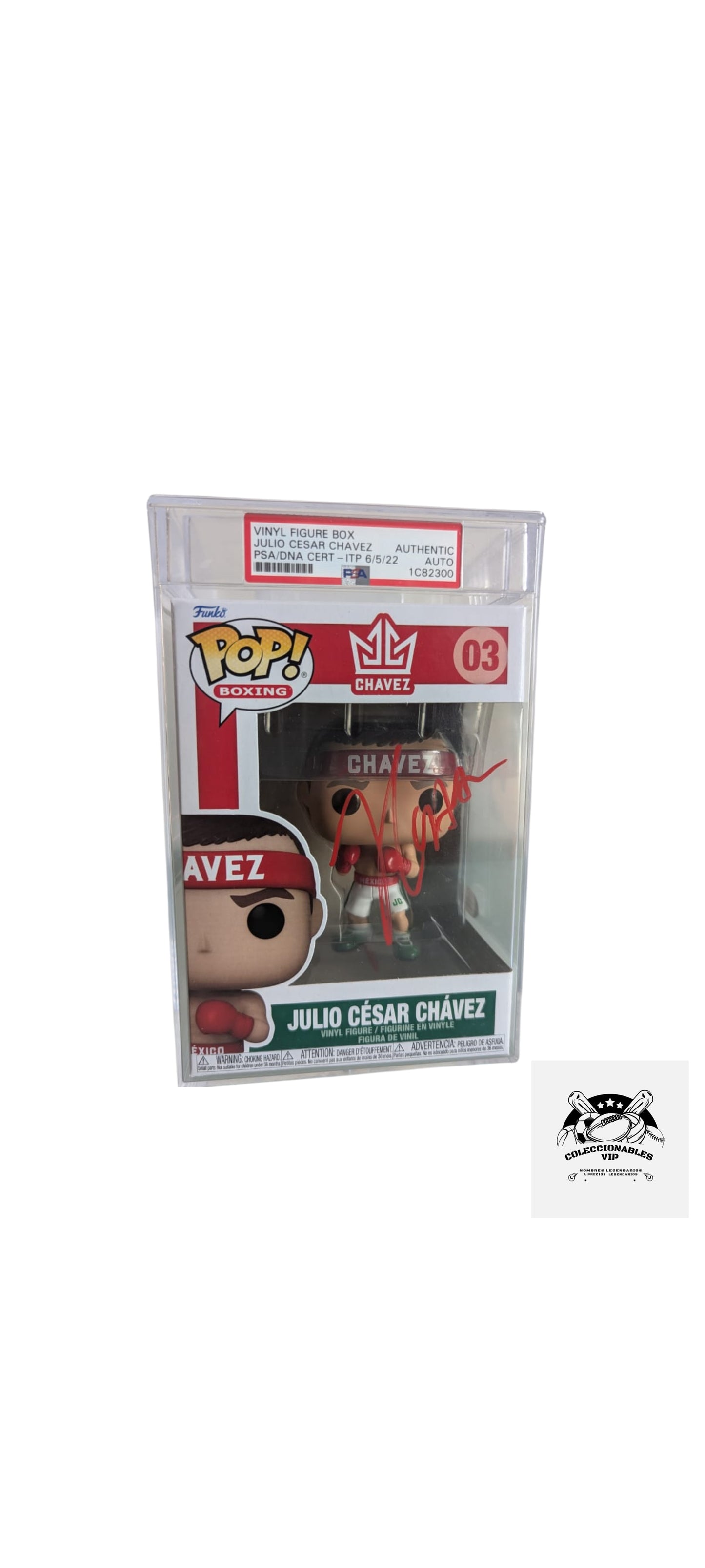 Julio Cesar Chávez funko autografiado firma certificada por PSA 1C82300.