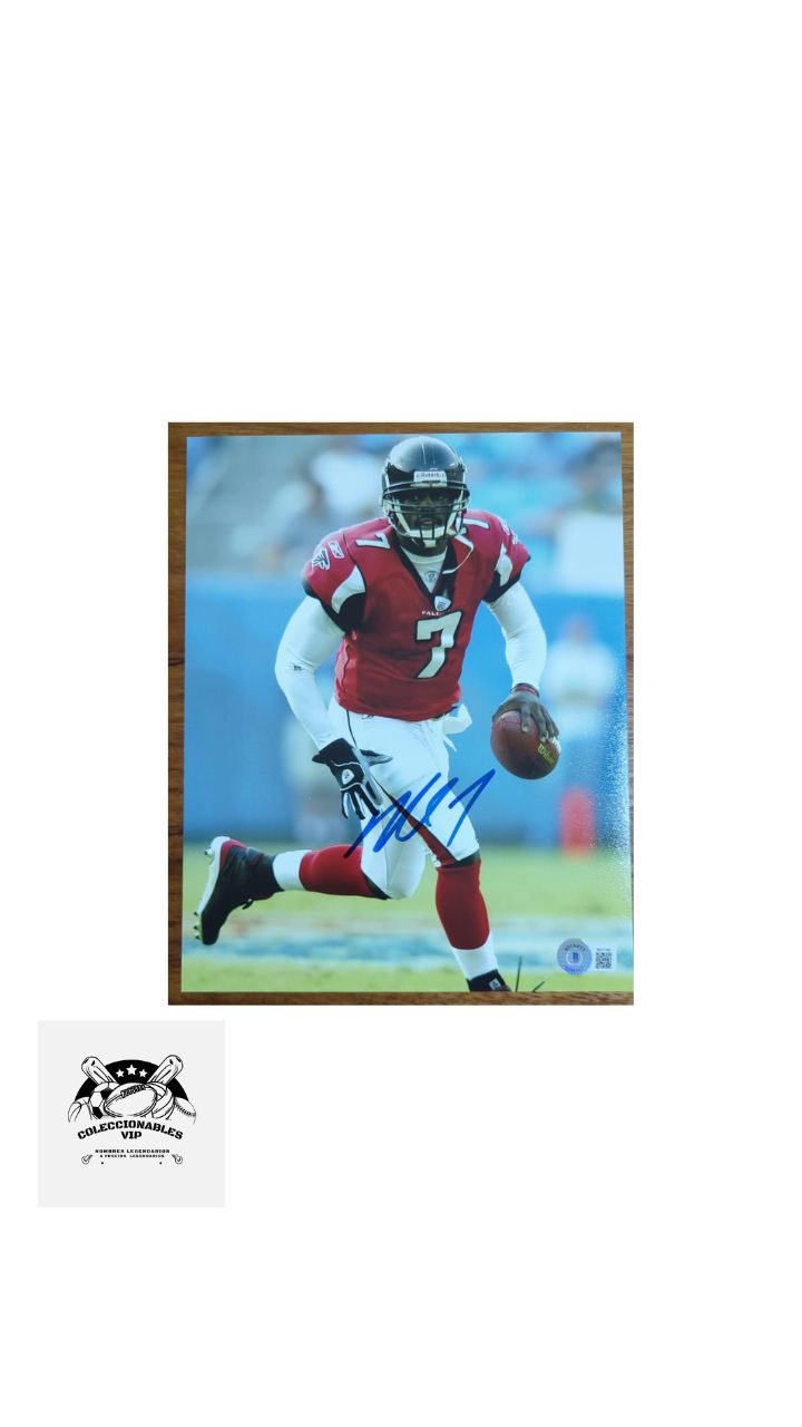 Michael Vick Fotografía Atlanta Falcons autografiada firma certificada por Beckett W311795.