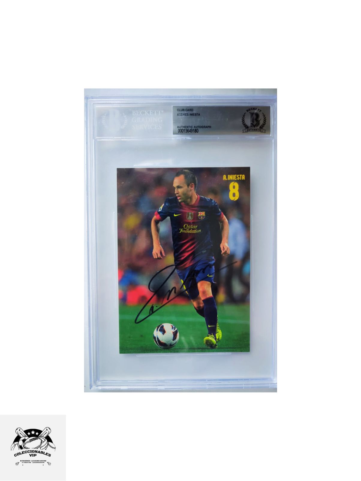 Andres Iniesta FC Barcelona Postal autografiada firma certificada por Beckett 00015649180.