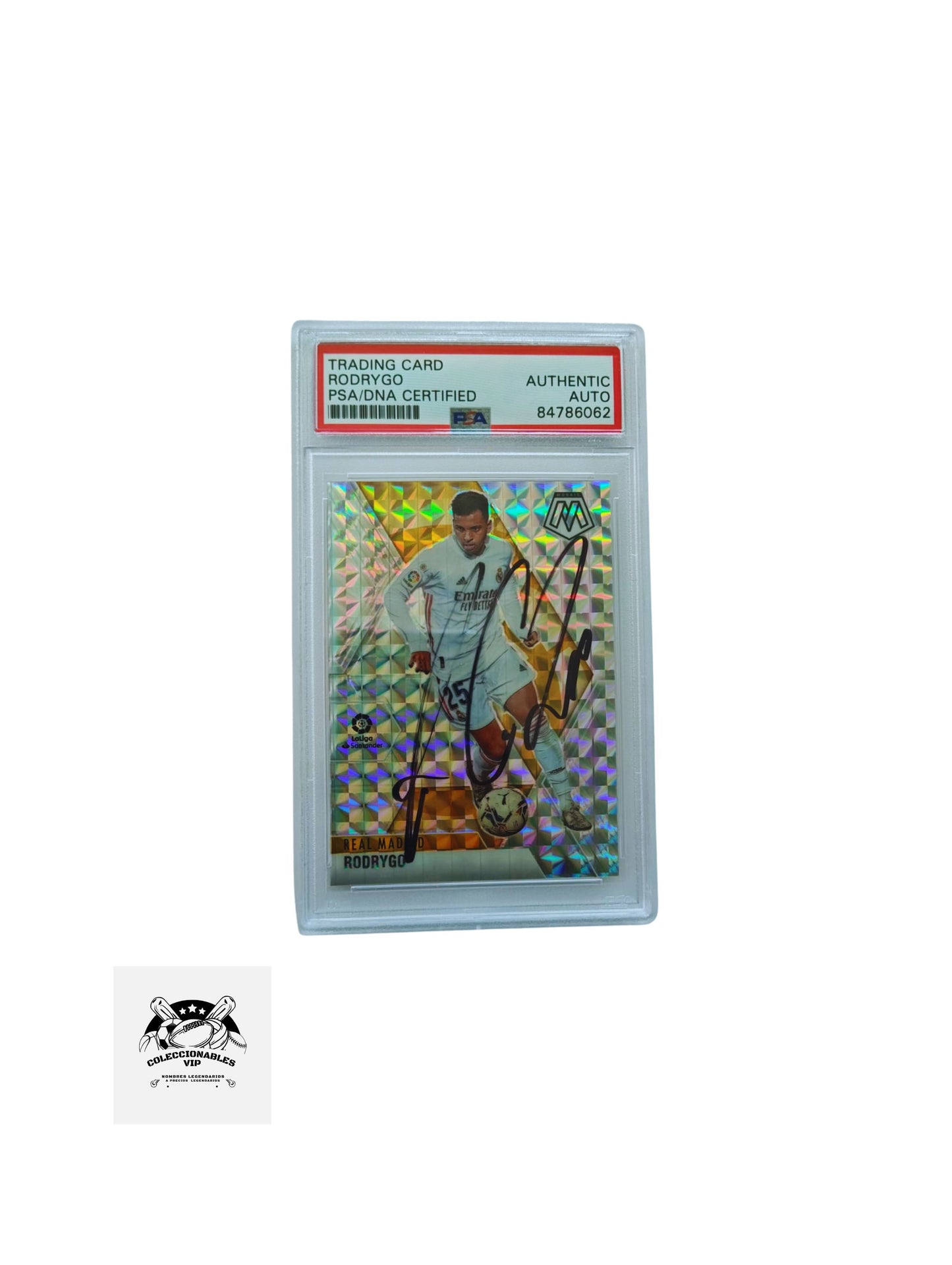 Rodrygo Tarjeta Real Madrid autografiada autenticada por PSA 84786062.