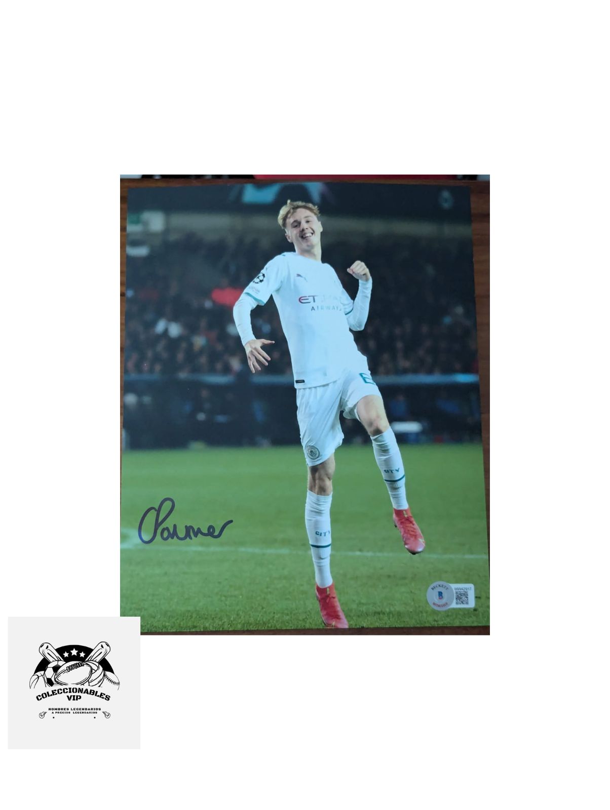 Cole Palmer Manchester City Fotografía autografiada firma certificada por Beckett WW42917.