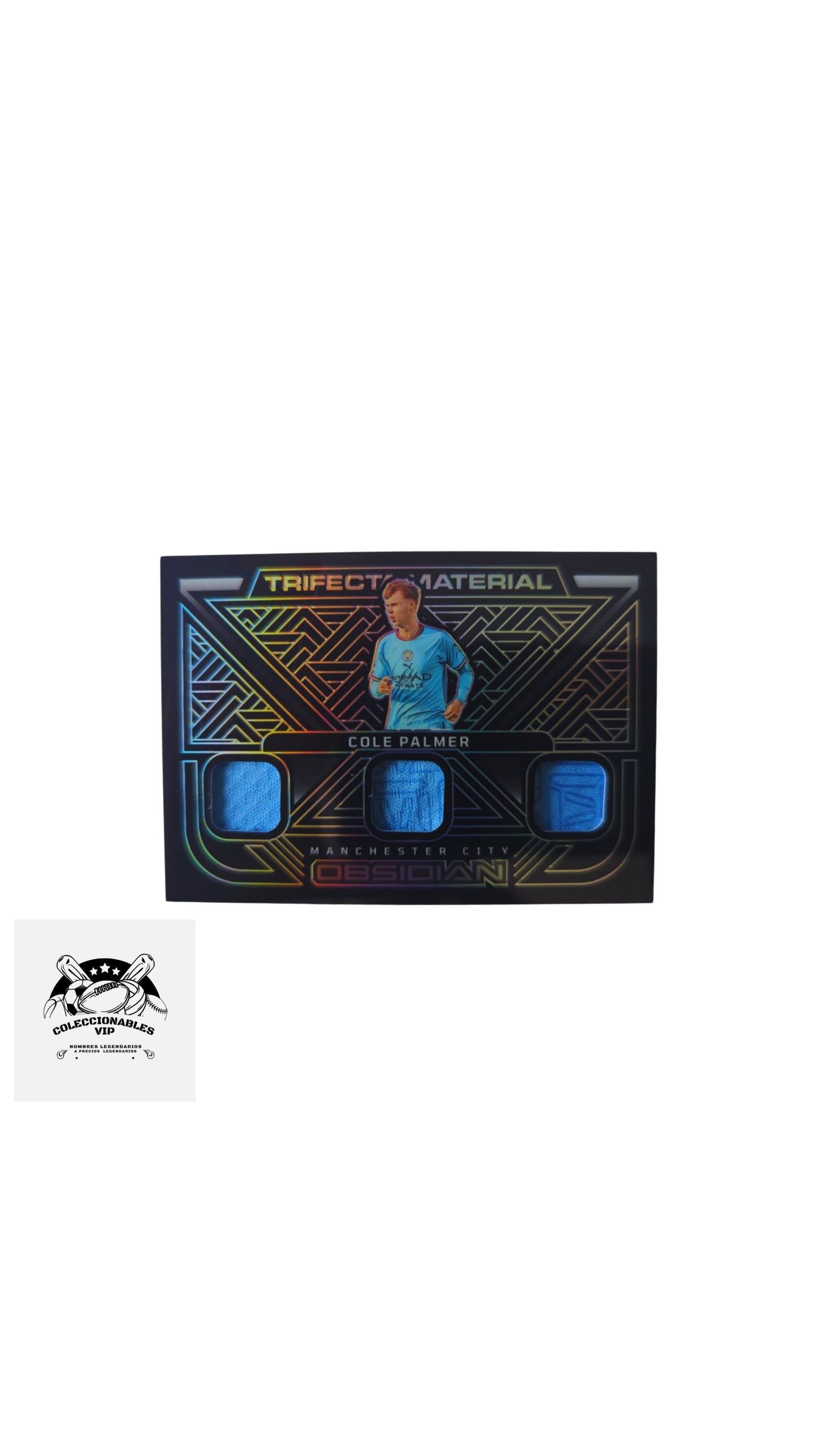 Cole Palmer Tarjeta TM-CPM Manchester City Panini con pedazo de playera .