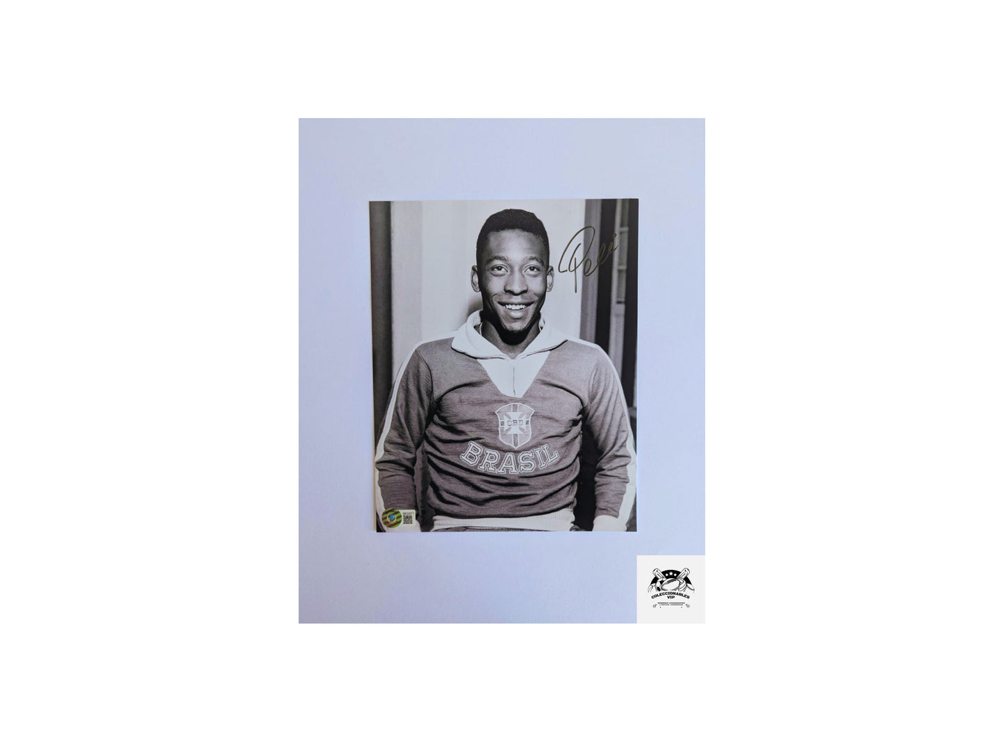 Pele medio cuerpo Fotografía Brasil autografiada firma certificada por Beckett BB23571