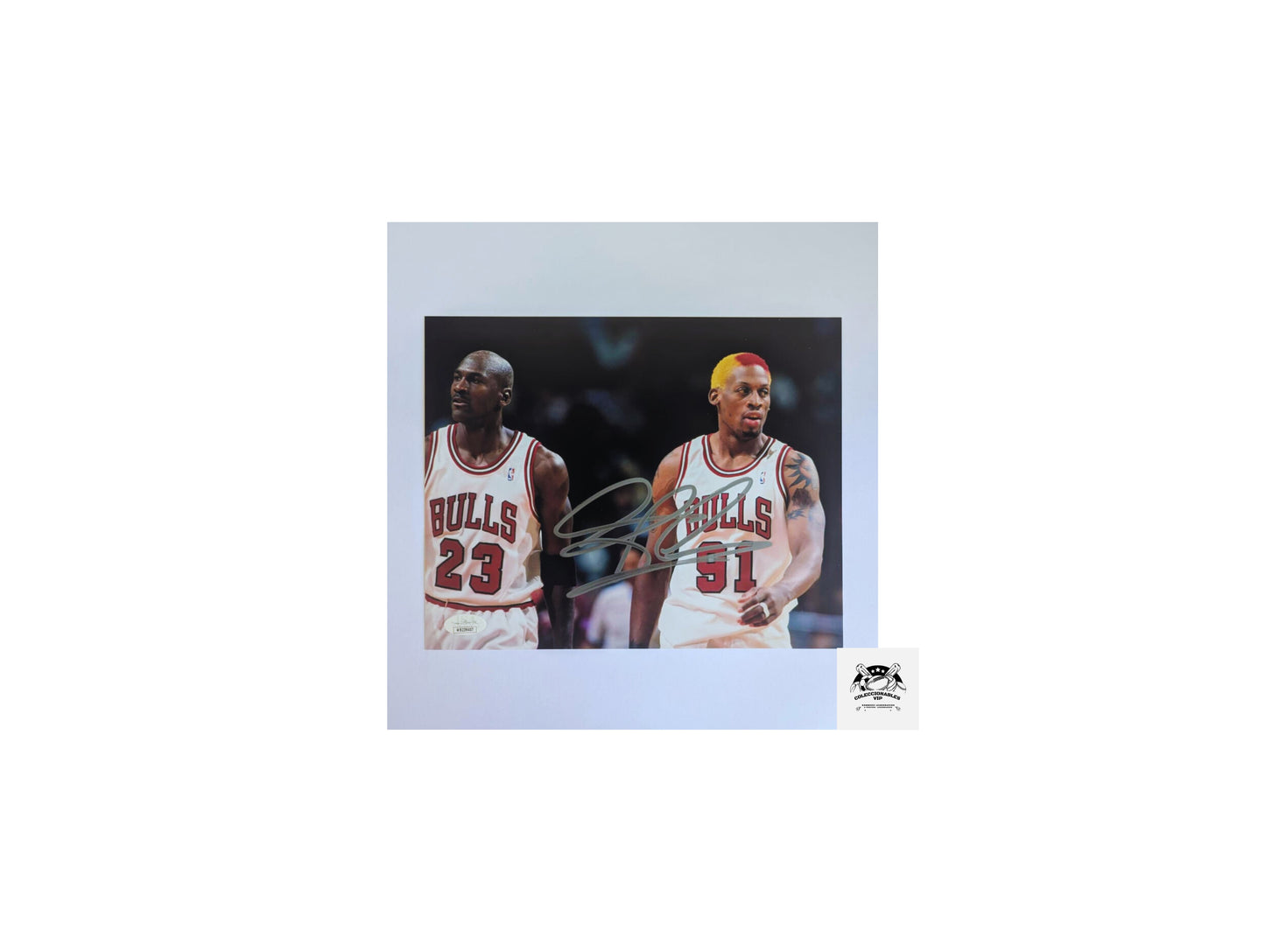 Dennis Rodman Chicago Bulls fotografía autografiada dueto certificado JSA WB239407