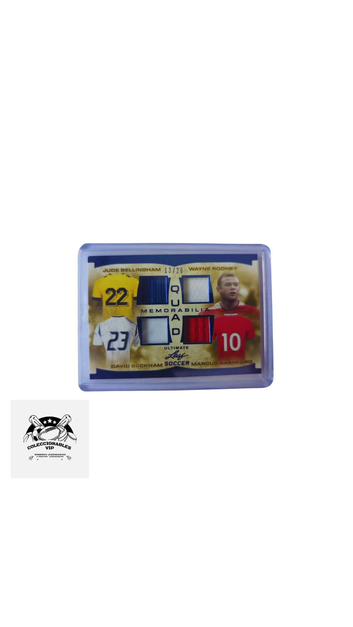 Jude Bellingham y Wayne Rooney Tarjeta UQM-3 Leaf en el frente de la tarjeta encontrarás pieza de playera utilizada durante el juego.