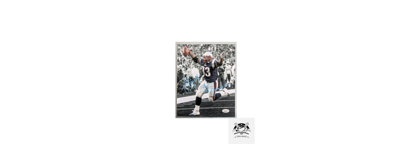 Kevin Faulk fotografía New England Patriots autografiada certificada por JSA WA859215