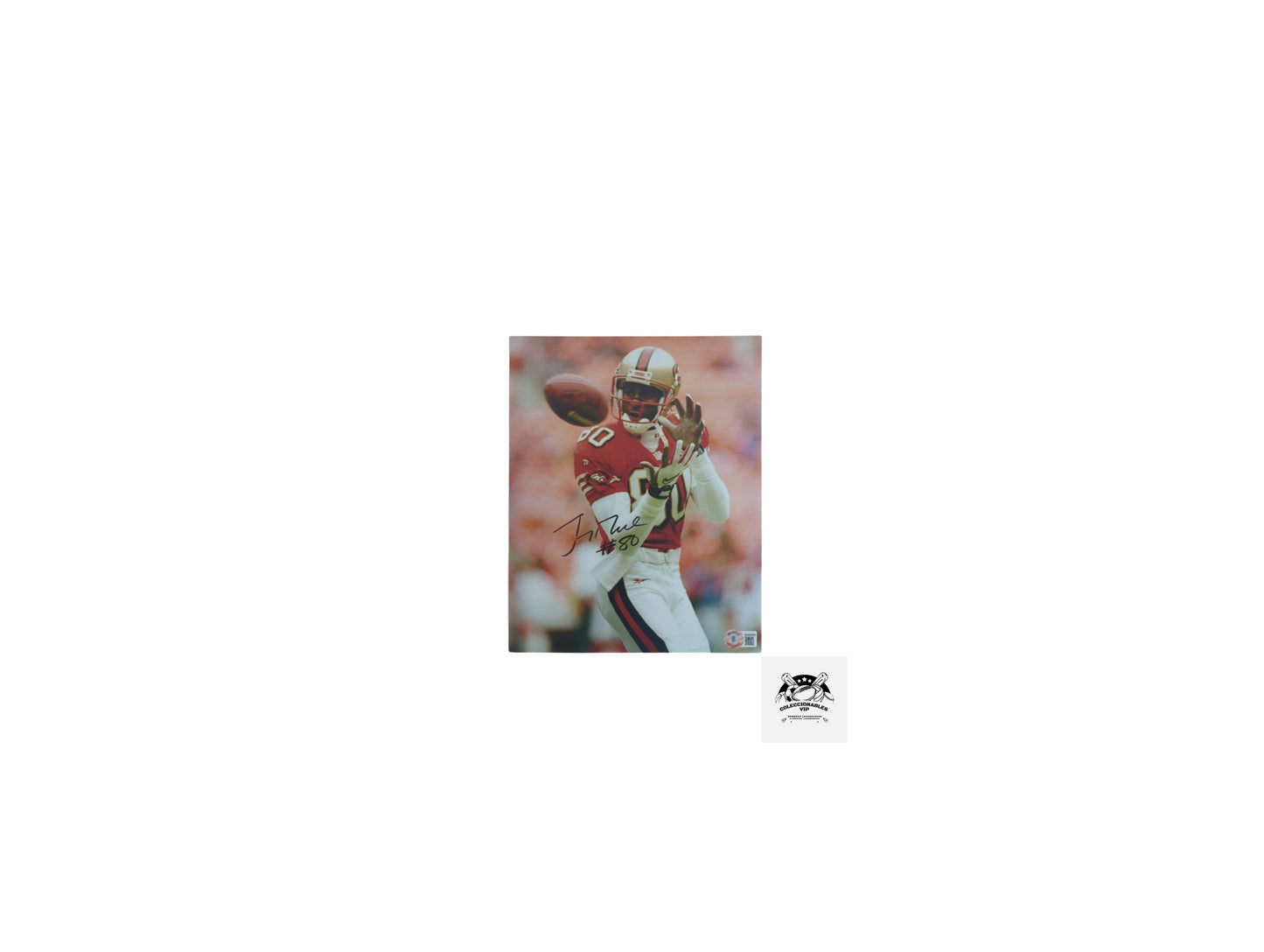 Jerry Rice atrapando Fotografía San Francisco 49ers autografiada firma certificada por Beckett BA86096.