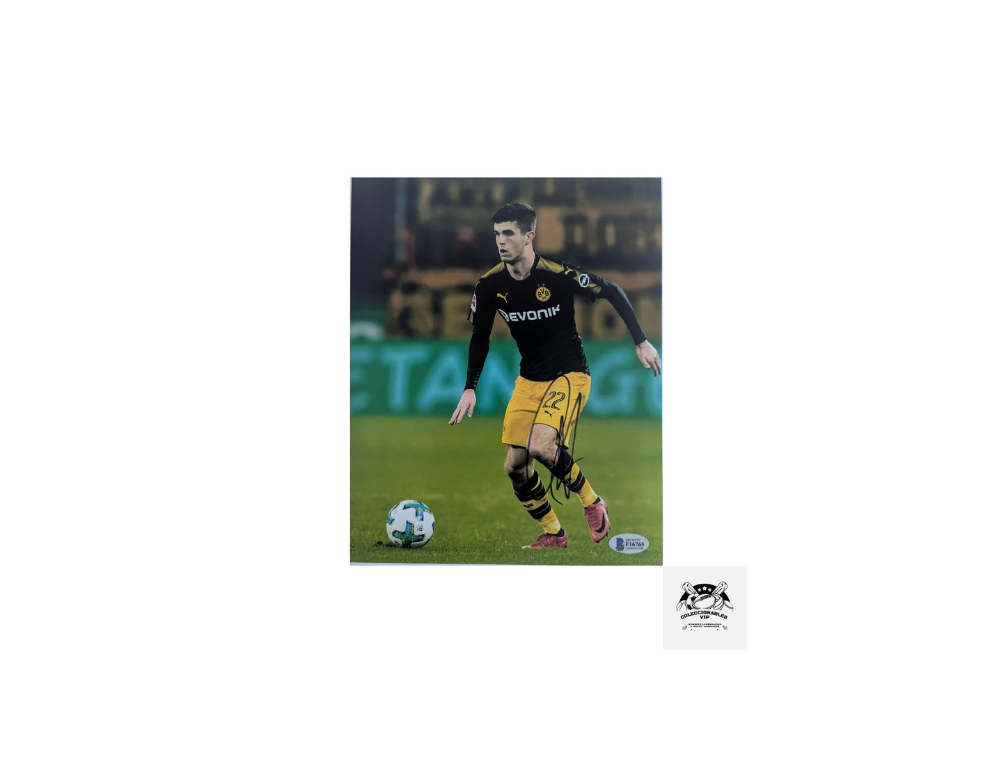 Christian Pulisic Borussia Dormund Fotografía Autografiada firma certificada por Beckett F16765