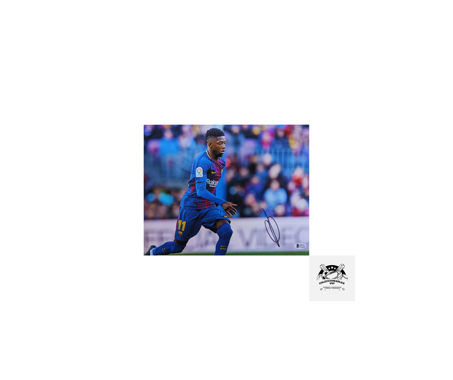 Ousmane Dembele foto FC Barcelona autografiada firma certificada por Beckett K71752