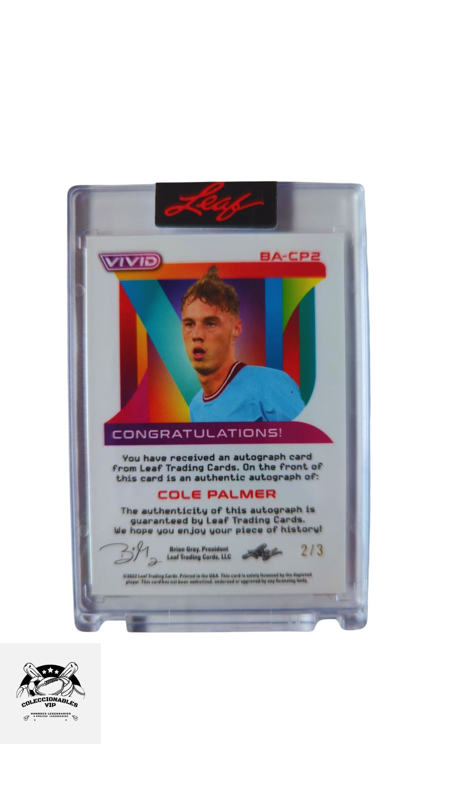 Cole Palmer Tarjeta Manchester City 2/3 Leaf BA-CP2 en el frente encontrarás su autógrafo
