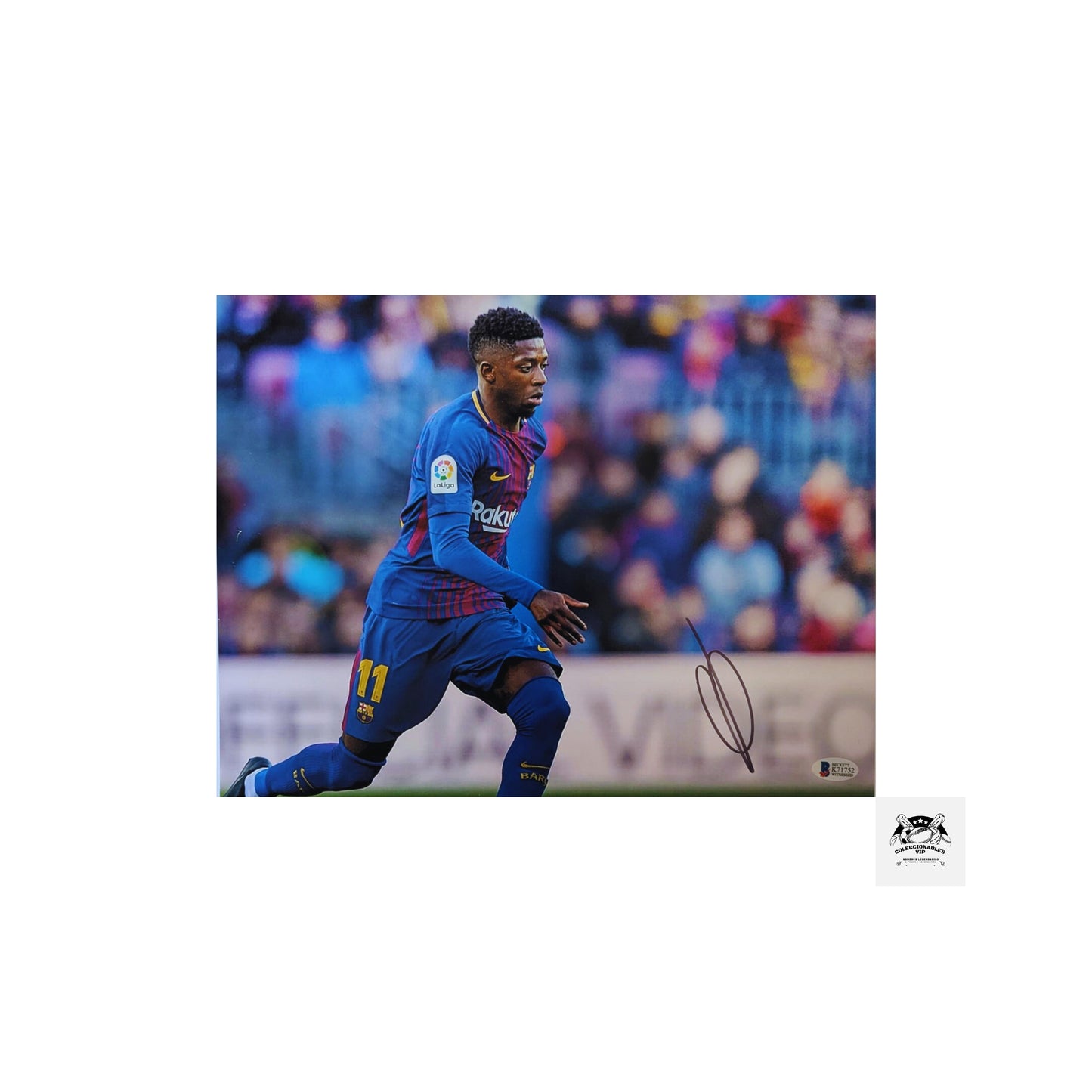 Ousmane Dembele foto FC Barcelona autografiada firma certificada por Beckett K71752