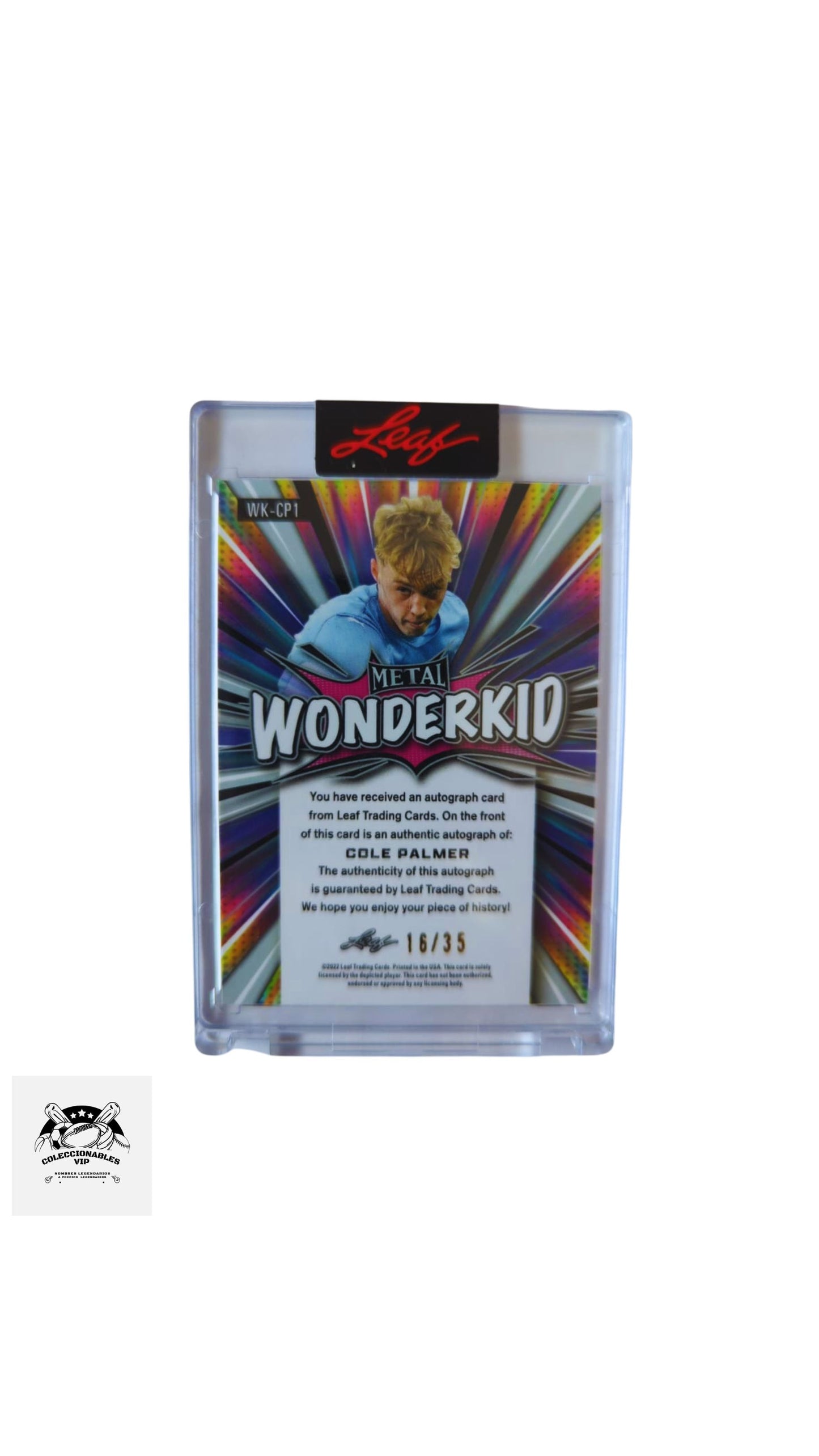 Cole Palmer Tarjeta Manchester City Leaf Wonderkid 16/35 en el frente encontrarás su autógrafo