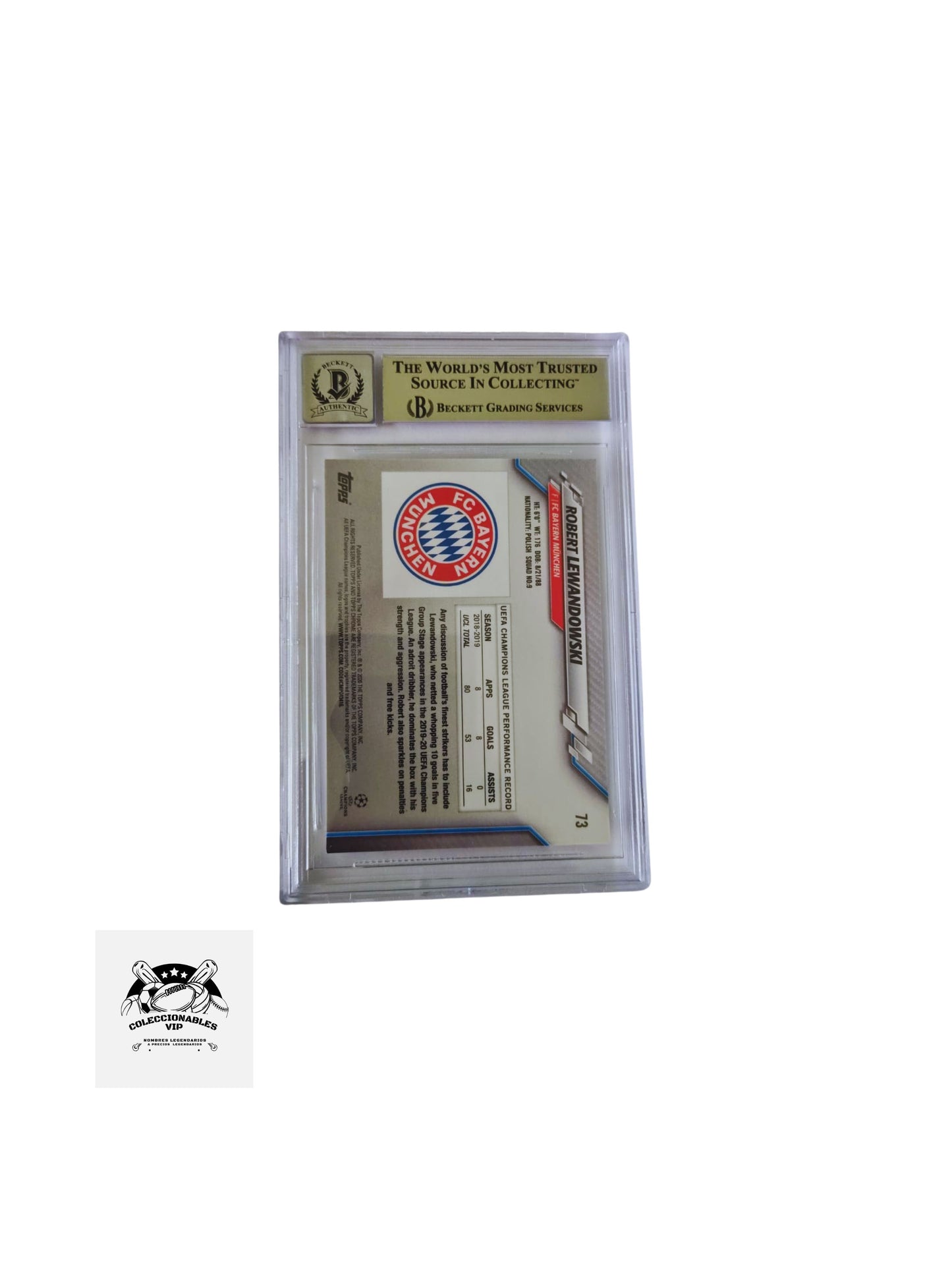 Robert Lewandowski TARJETA FC Bayern München 00014264696 autografiada autógrafo certificado por Beckett.