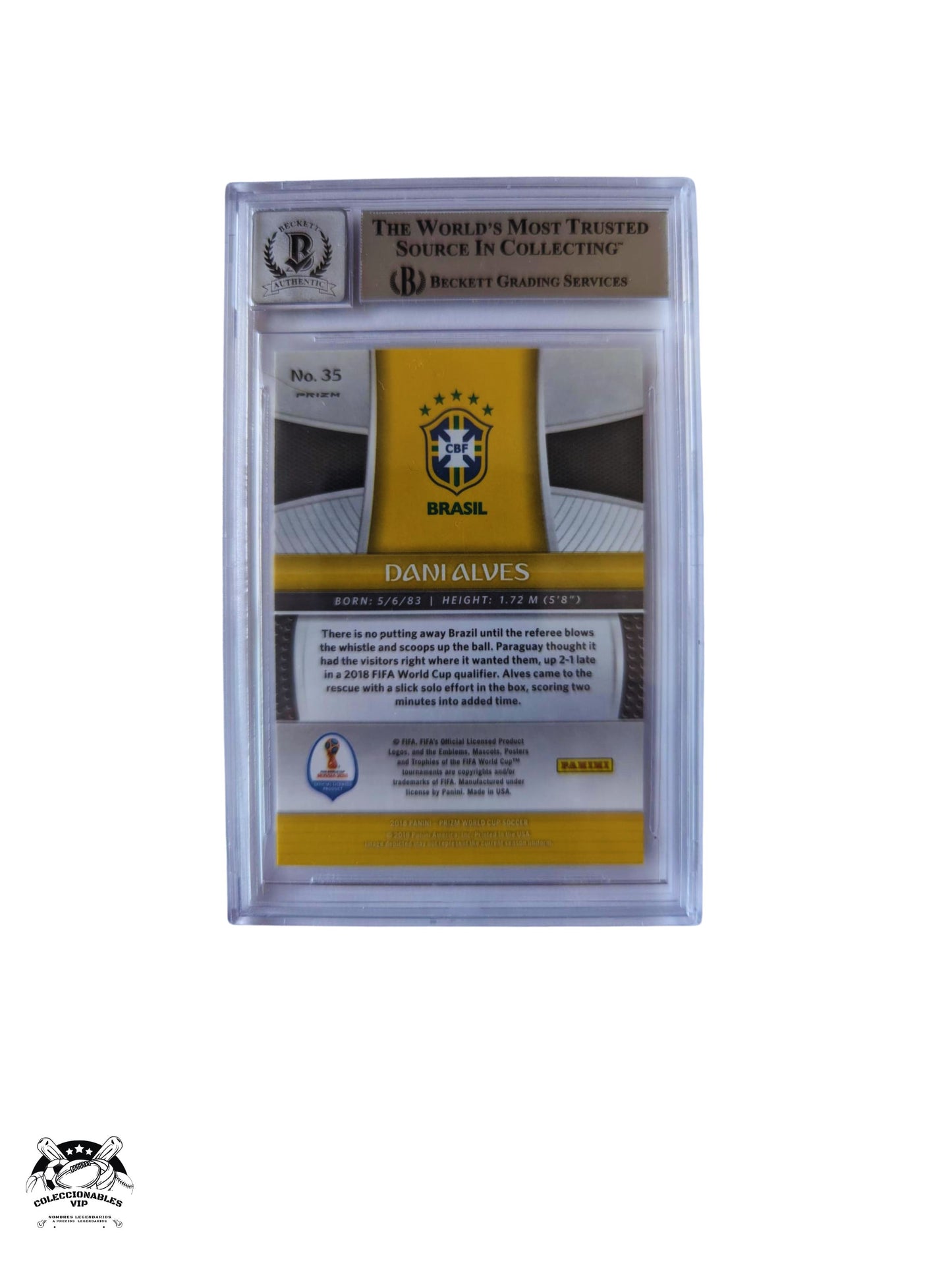 Dani Alves Brasil TARJETA 0014281599 autografiada autógrafo certificado por Beckett.