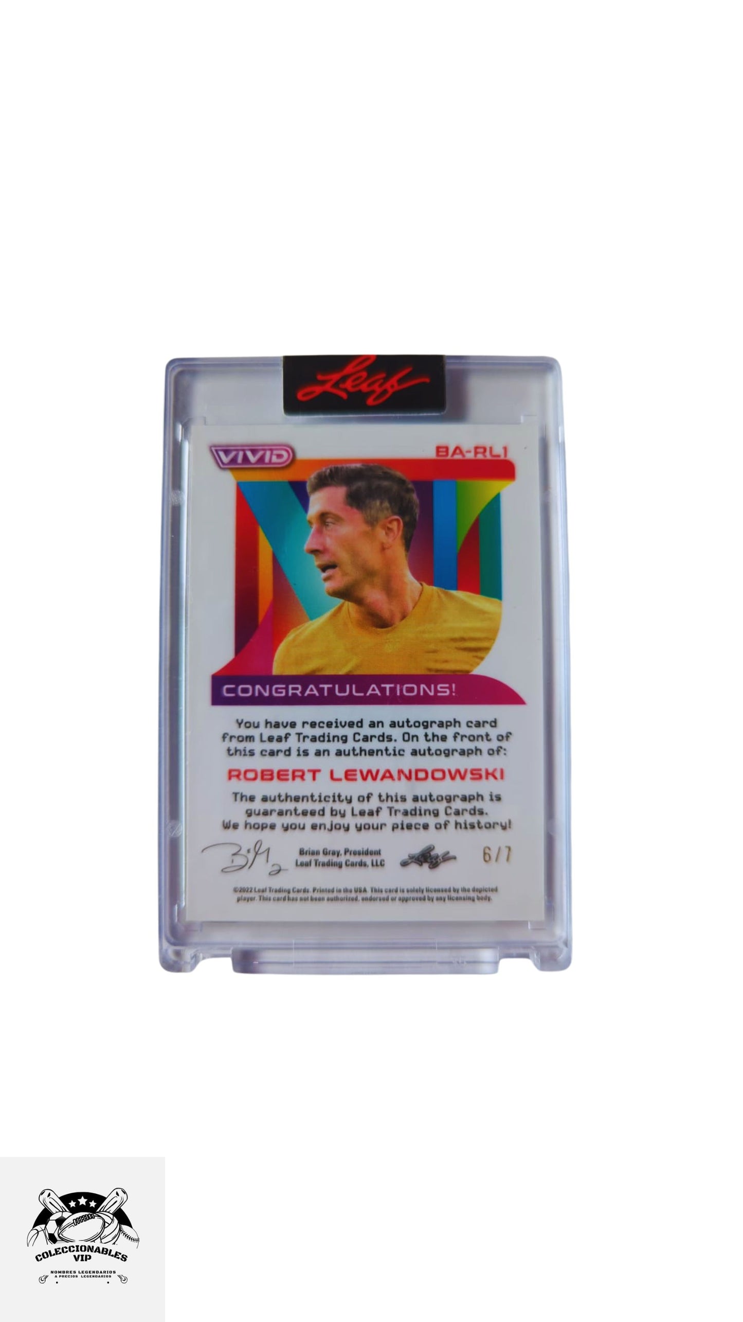 Robert Lewandowski Tarjeta Leaf de 6/7 en el frente encontrarás autógrafo.