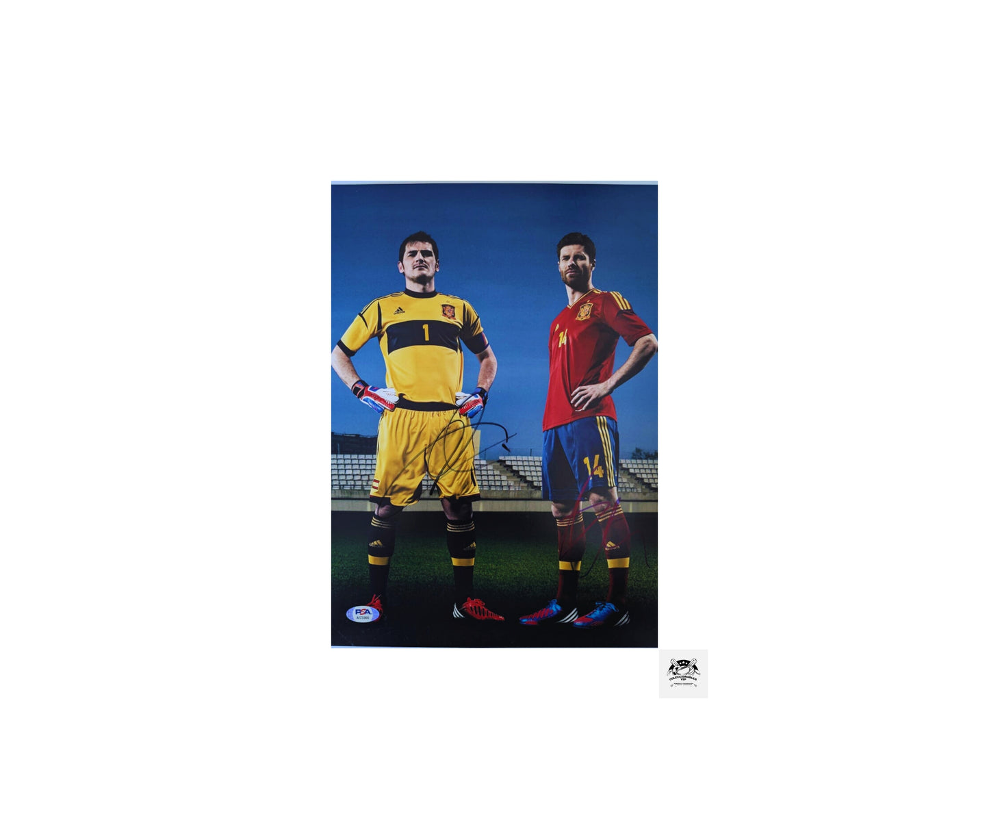 Iker Casillas y Xabi Alonso fotografía autografiada firmas certificada por PSA AI73366