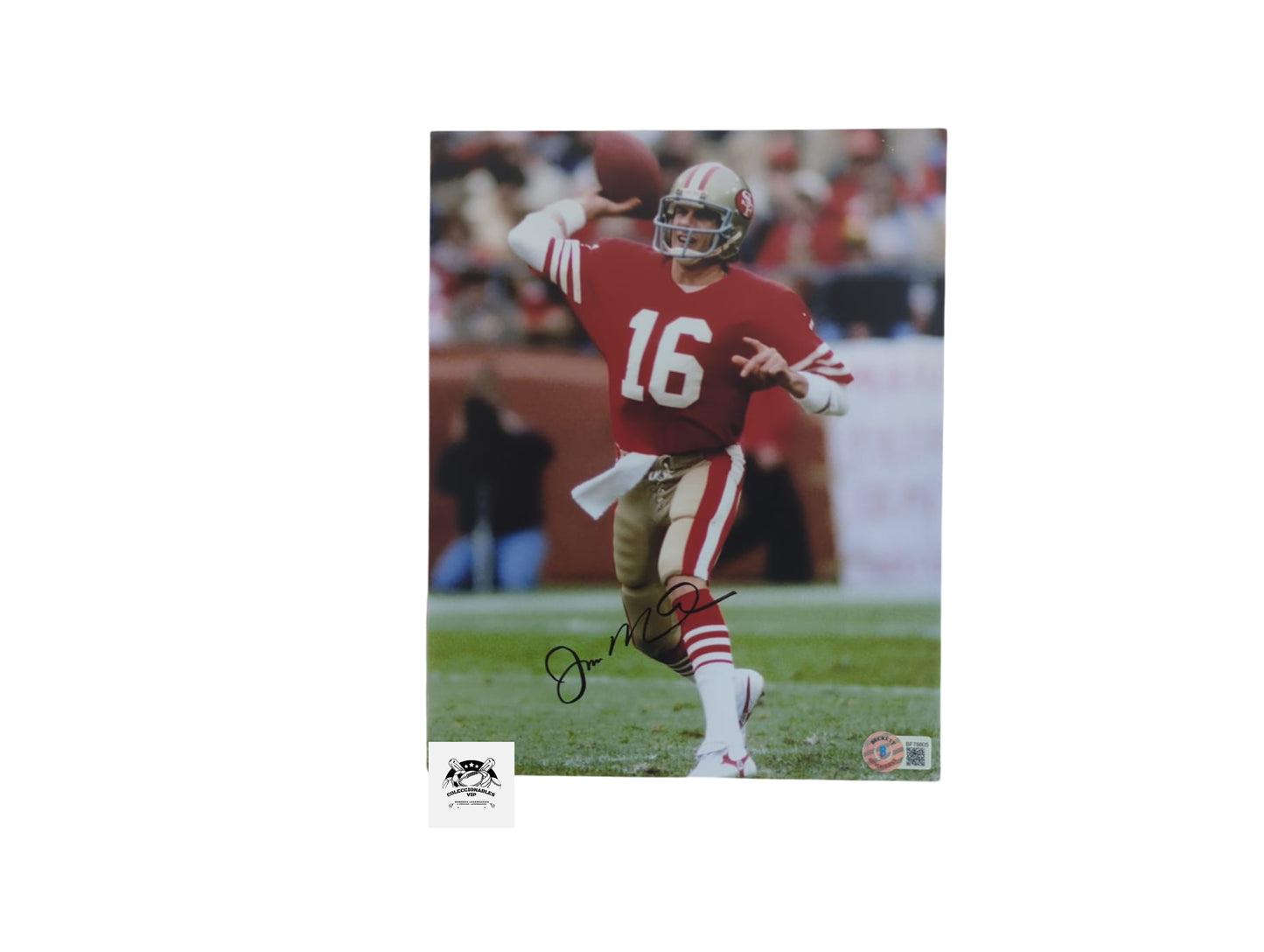 Joe Montana por lanzar Fotografía San Francisco 49ers autografiada firma certificada por Beckett BF78805