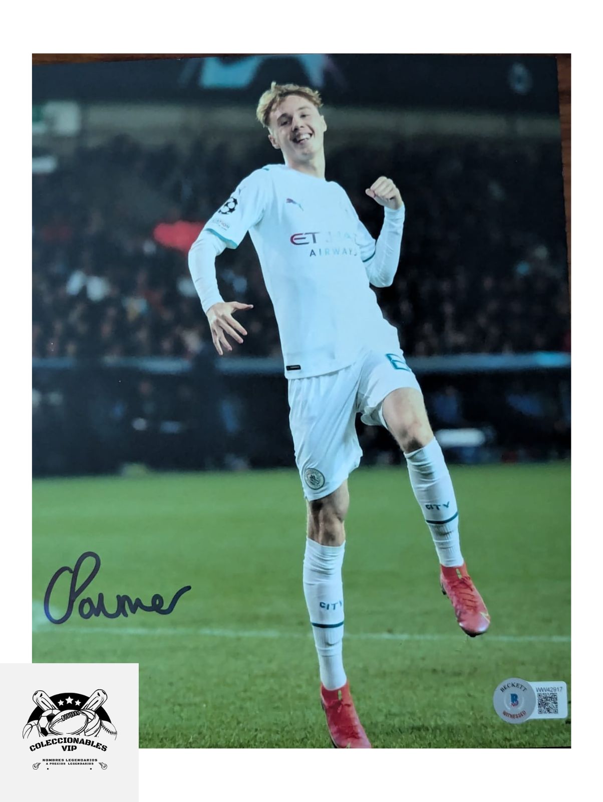 Cole Palmer Manchester City Fotografía autografiada firma certificada por Beckett WW42917.