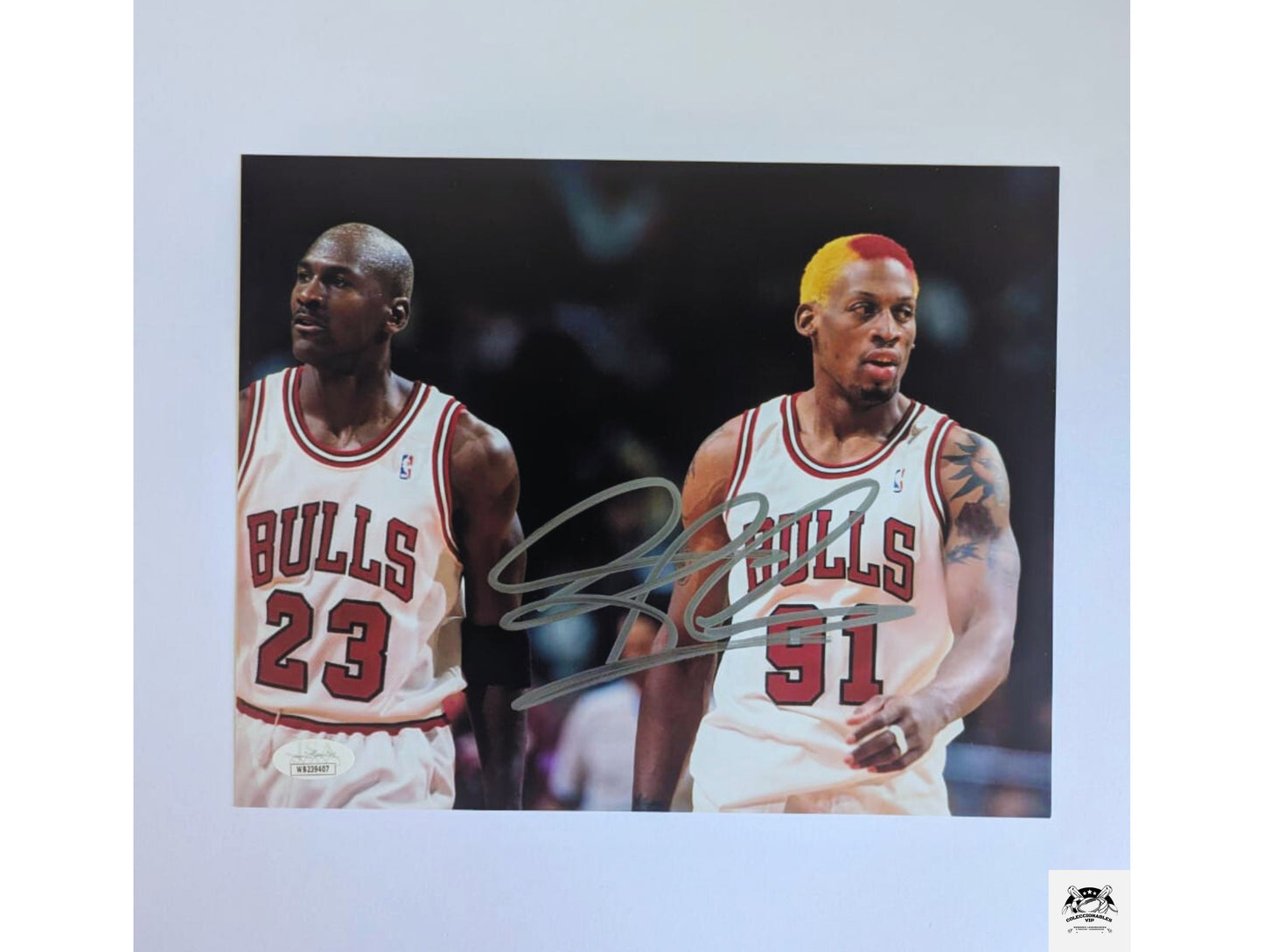 Dennis Rodman Chicago Bulls fotografía autografiada dueto certificado JSA WB239407