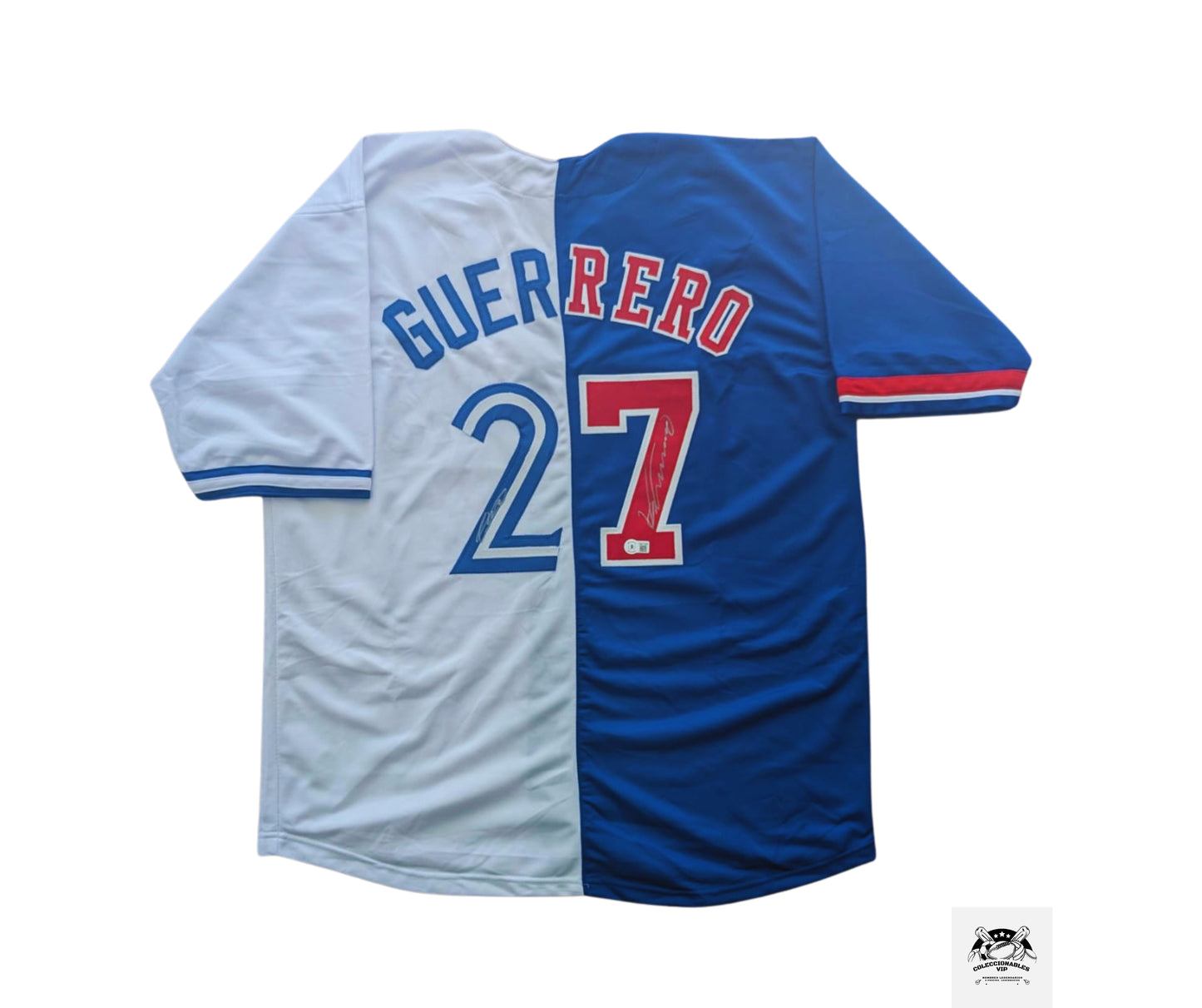 Vladimir Guerrero padre e hijo playera Expos Jays autografiada por los dos certificada por Beckett WX17896