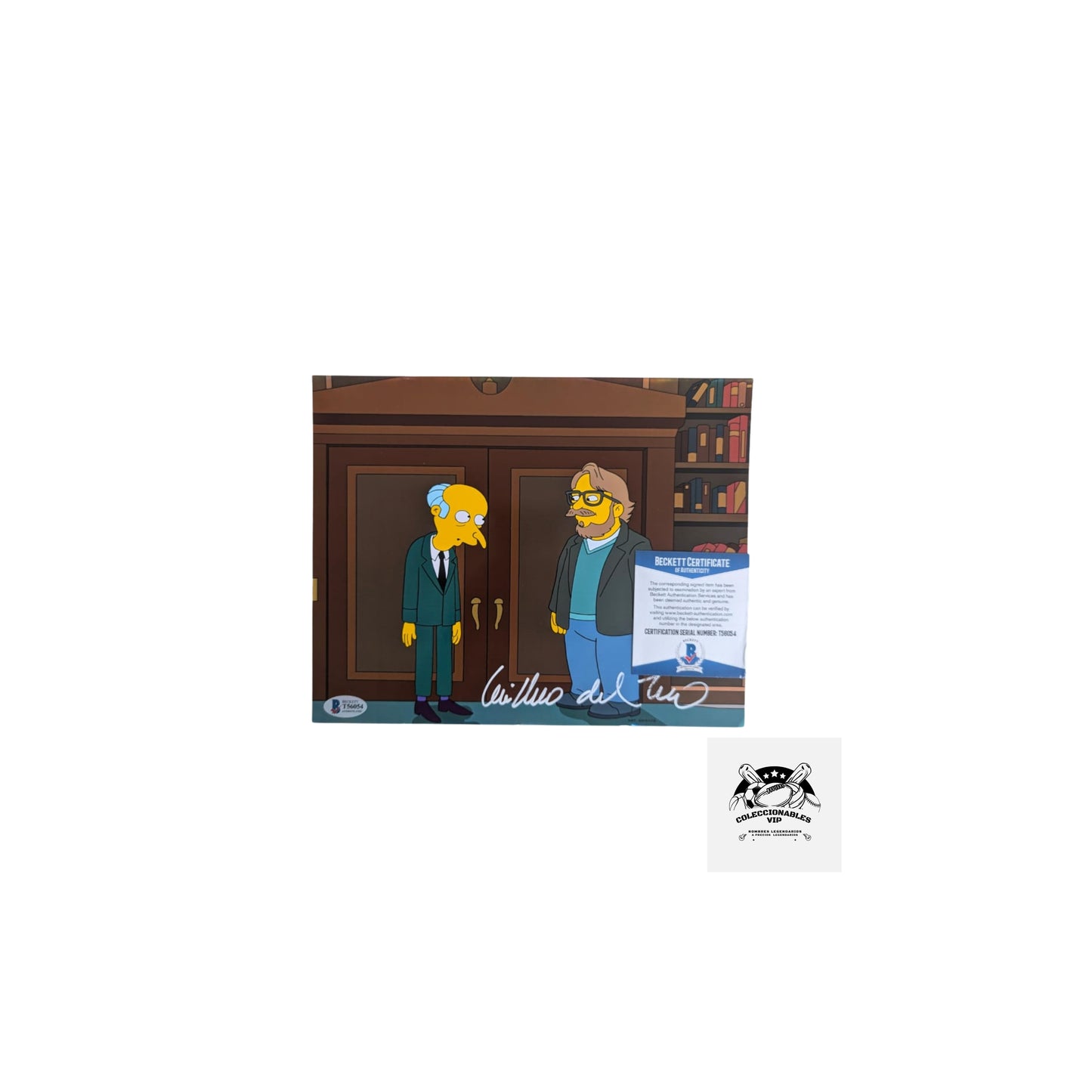 Guillermo del Toro fotografía Los Simpsons autografiada firma certificada por Beckett T56054