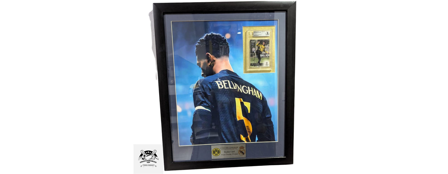 Bellingham Borussia Dortmund tarjeta autografiada enmarcada certificado del autógrafo por Beckett 00016534893.