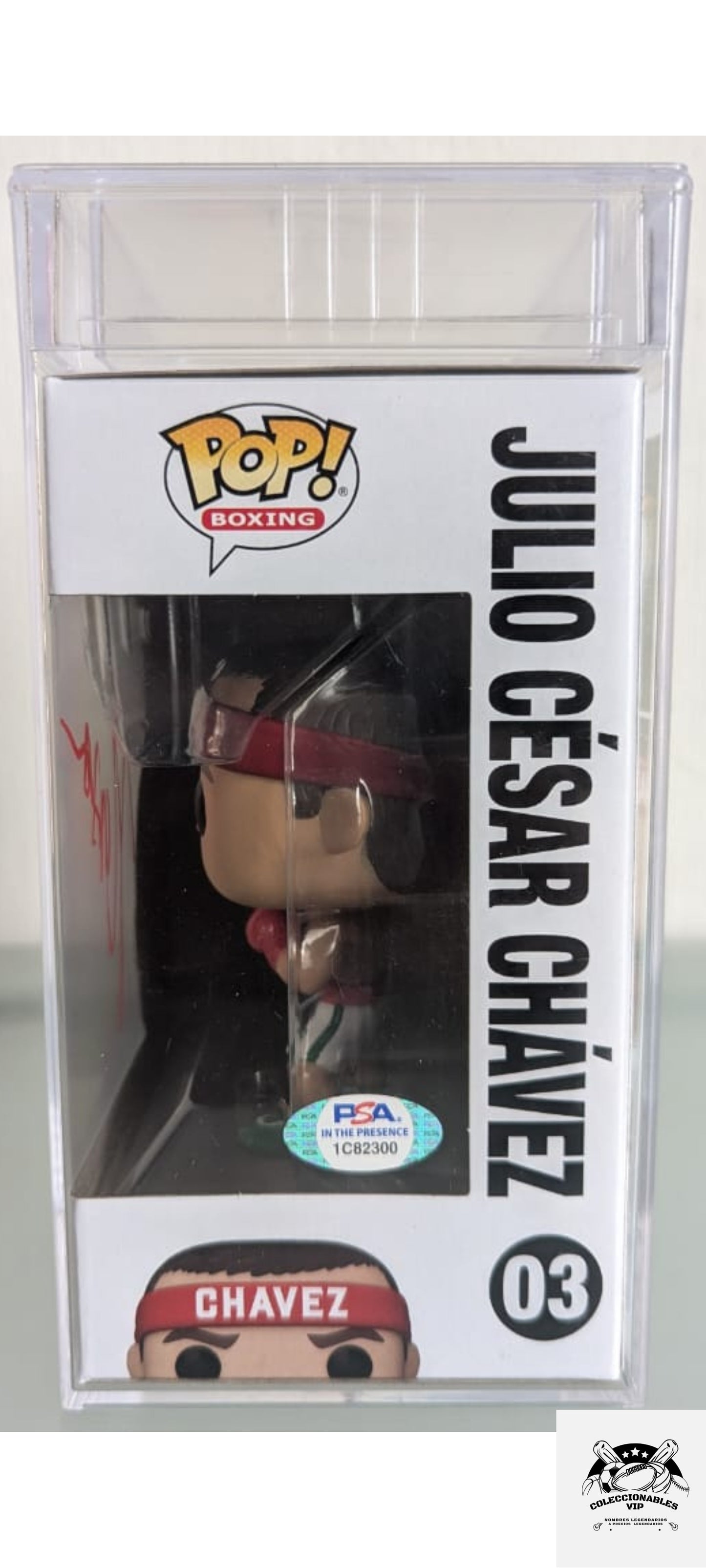 Julio Cesar Chávez funko autografiado firma certificada por PSA 1C82300.